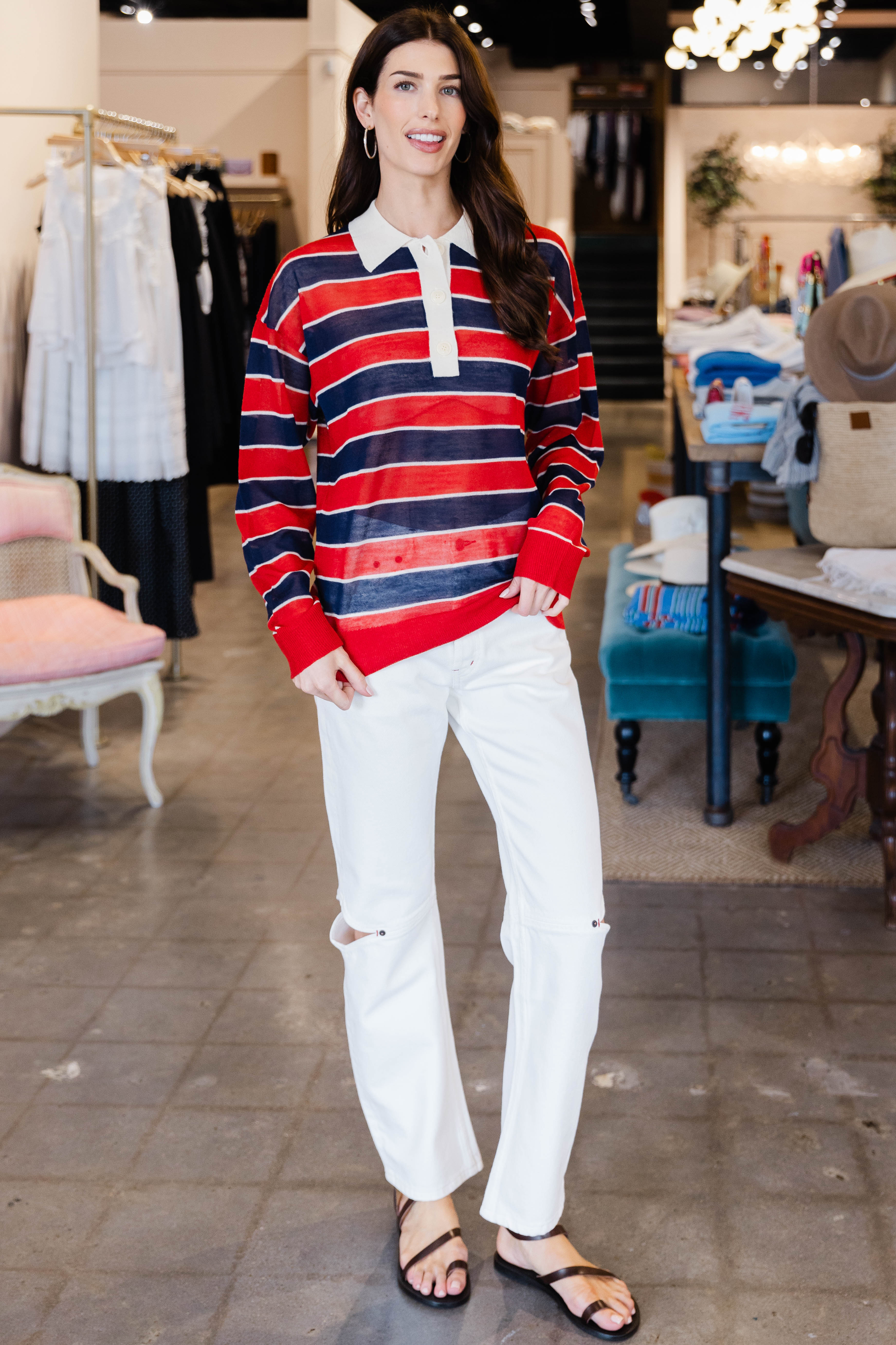 The Biggie Raquette - Red And Navy Stripe
