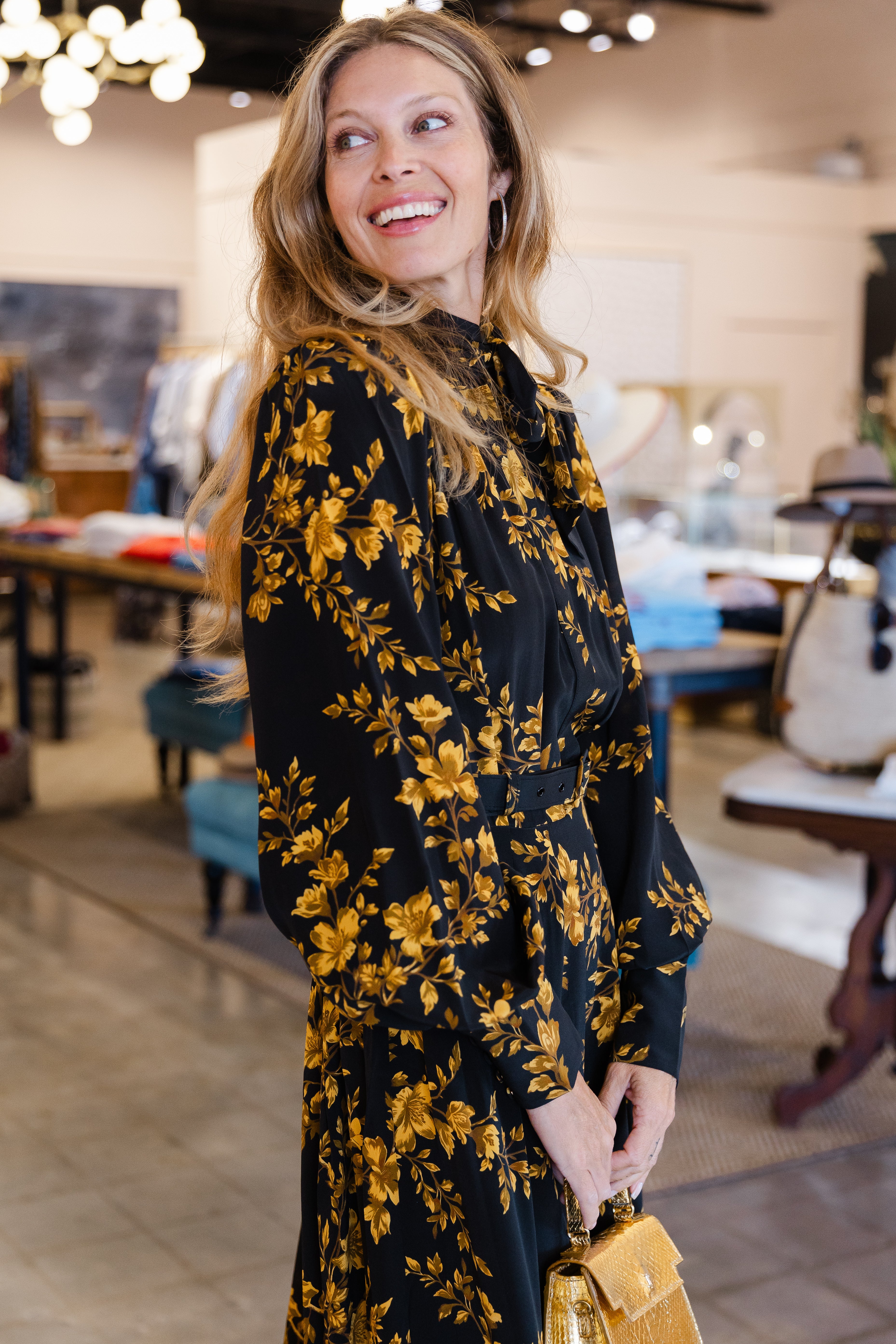 Gilded Floral Long Sleeve Maxi - Gilded Floral
