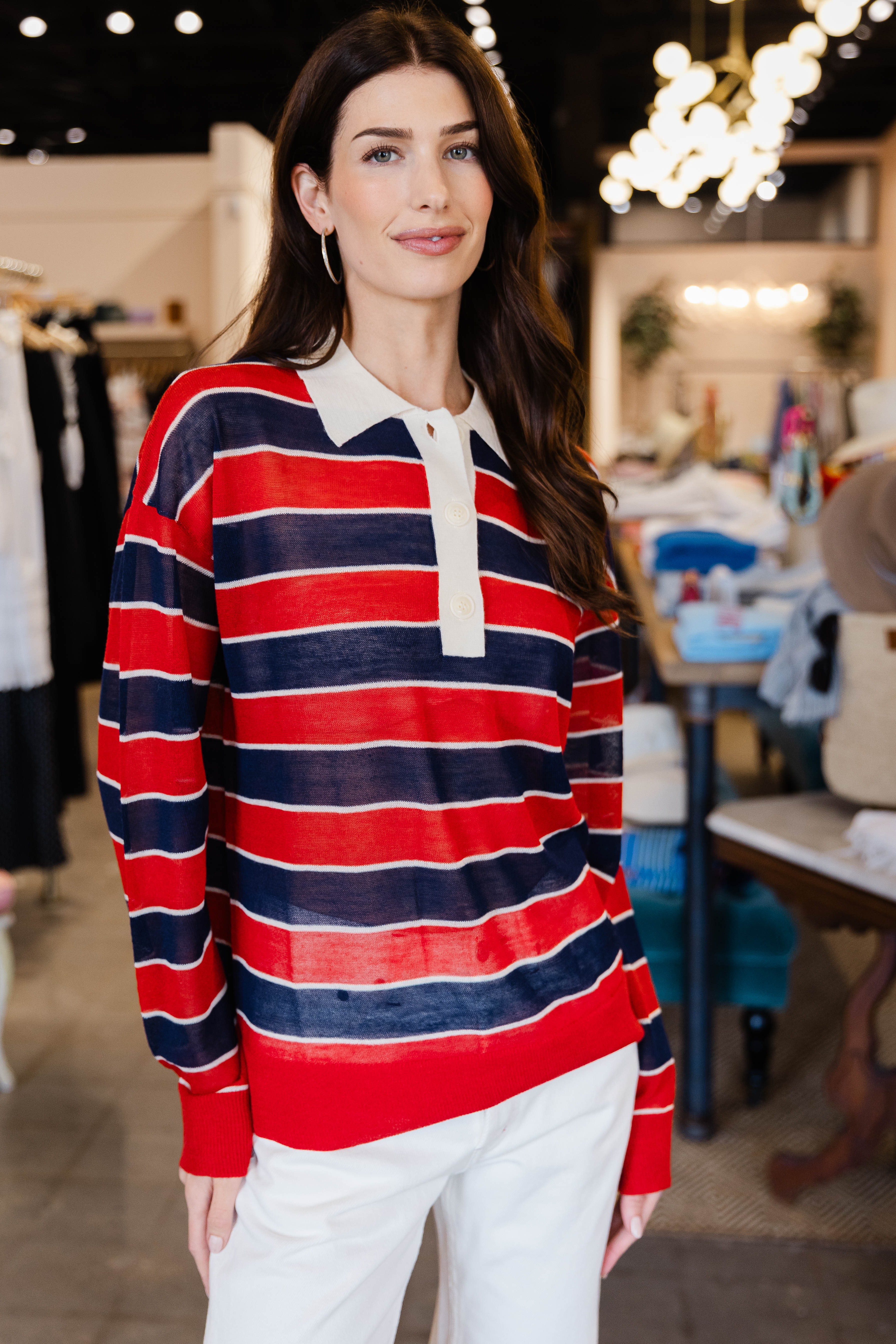 The Biggie Raquette - Red And Navy Stripe