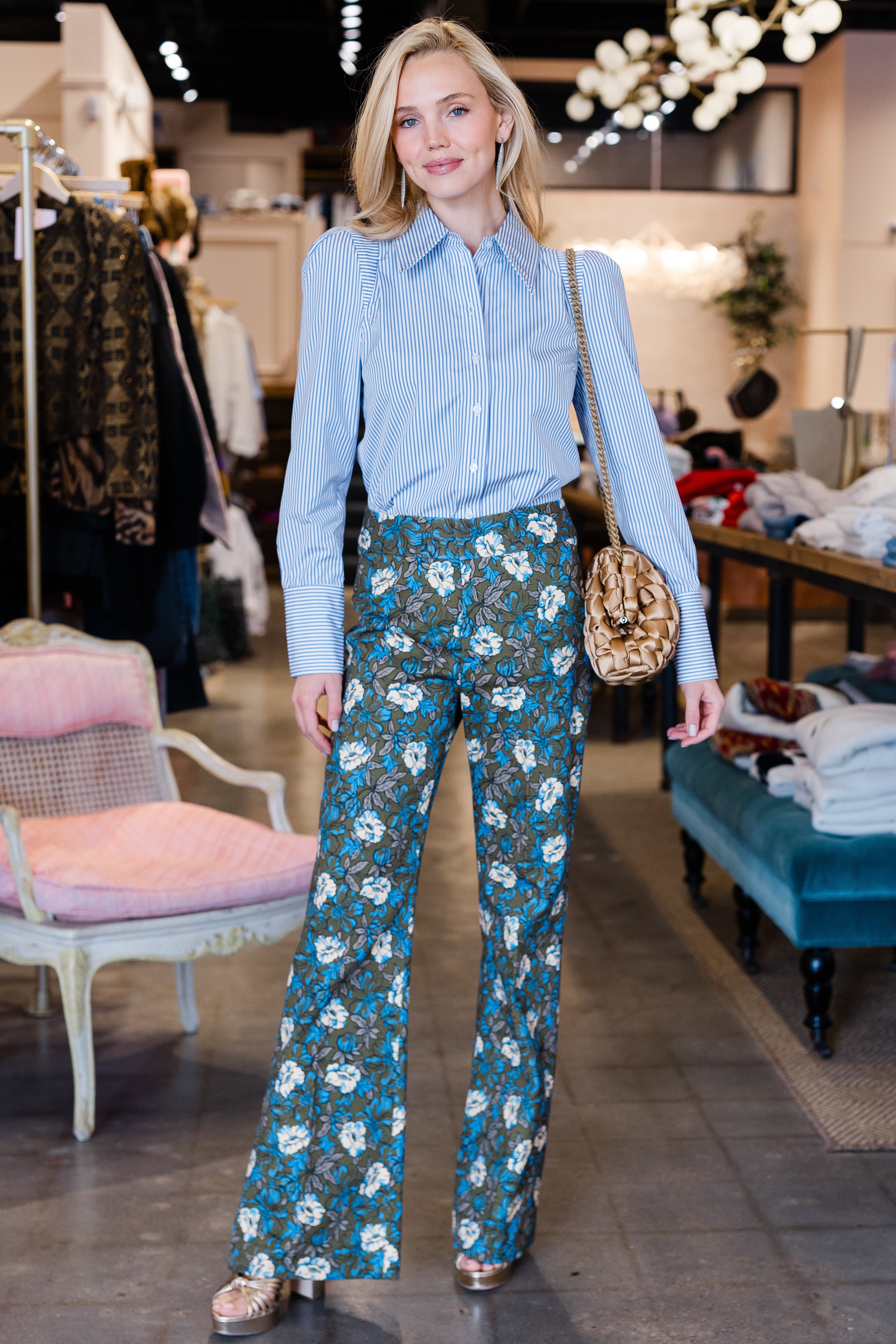 Box Pleat Shirt - Blue Oxford