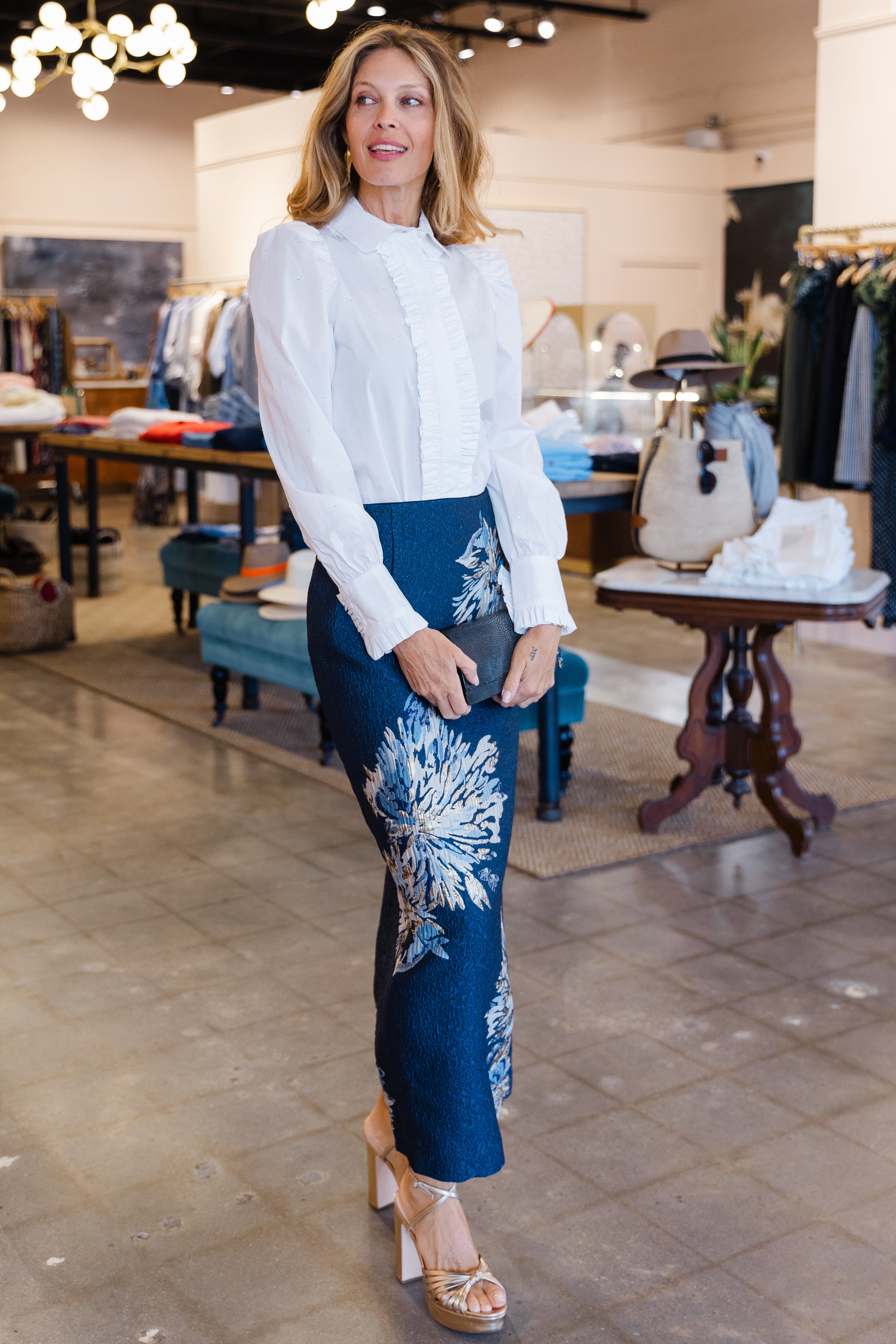 Poplin Shirt With Rhinestones - White