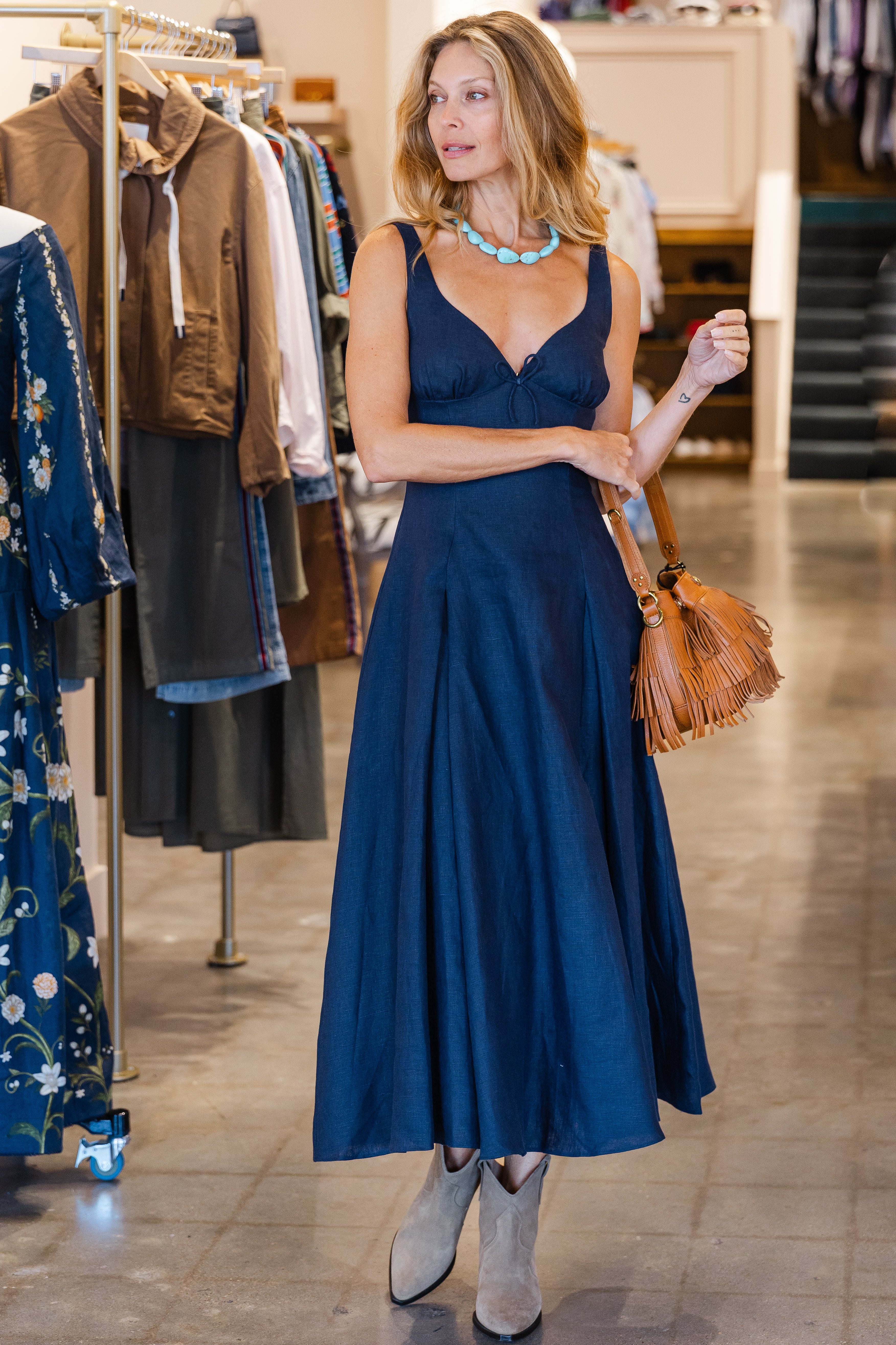 Adalee Midi Dress - Navy