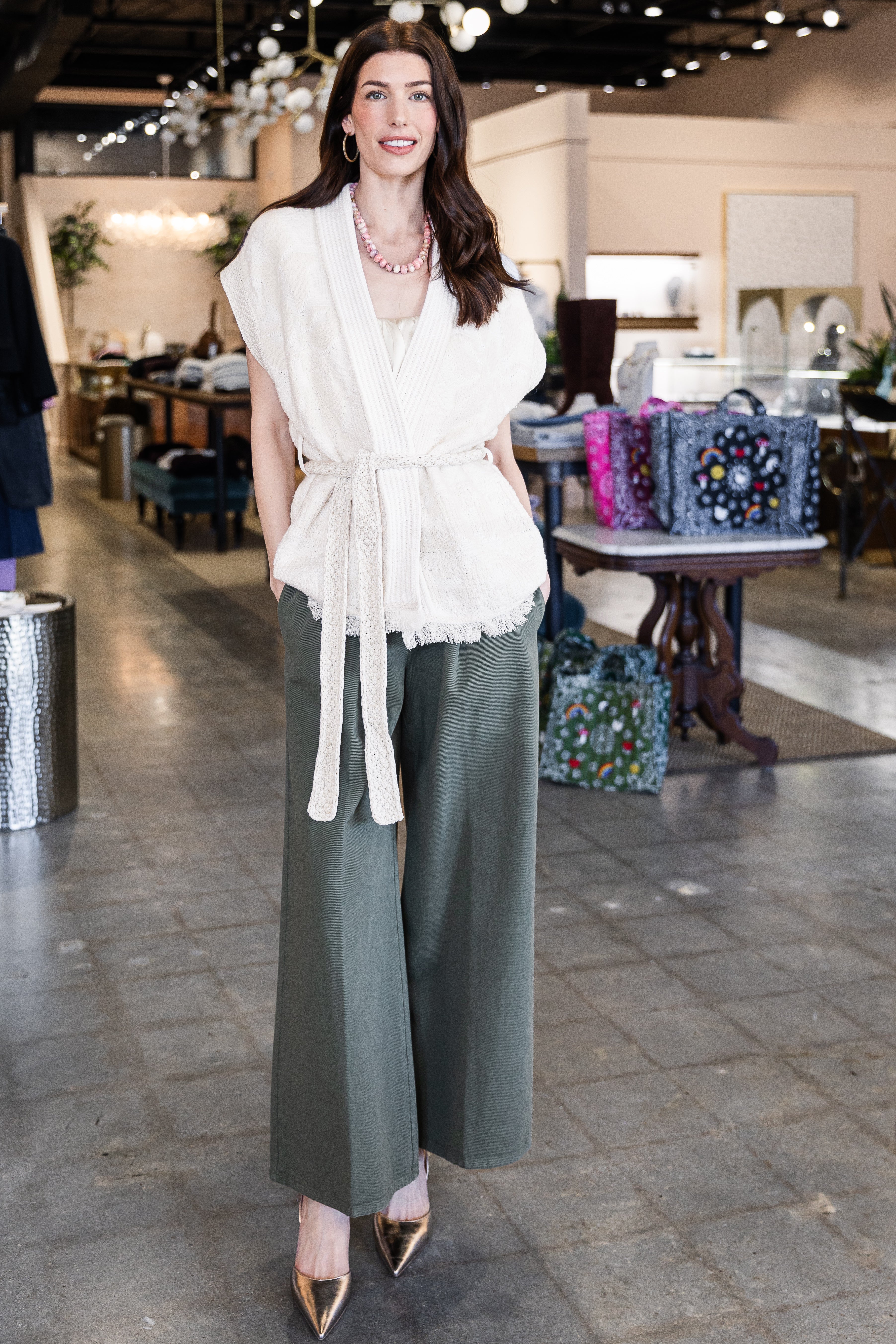 "Iris Velvet" jacquard vest - beurre