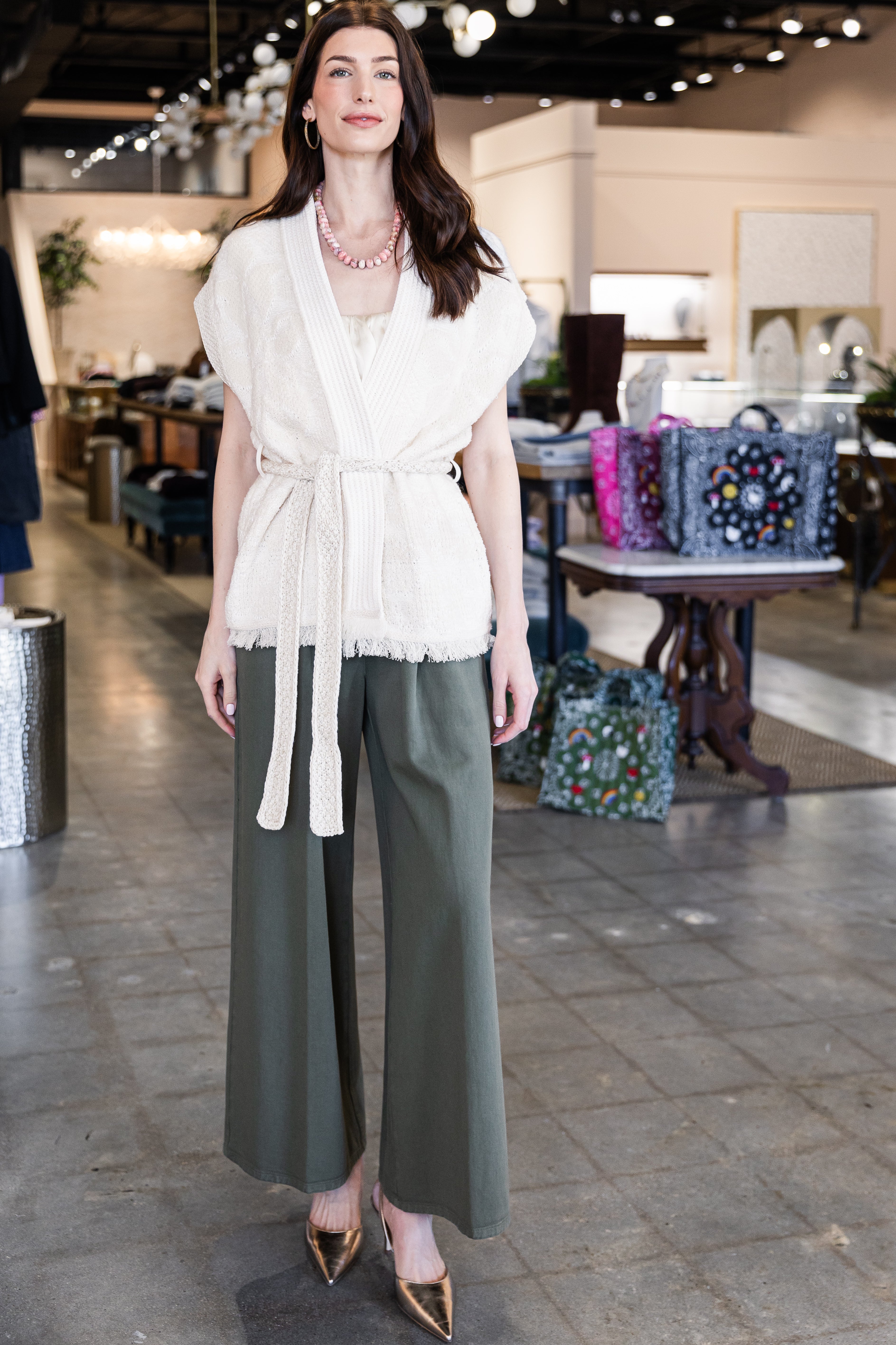 "Iris Velvet" jacquard vest - beurre