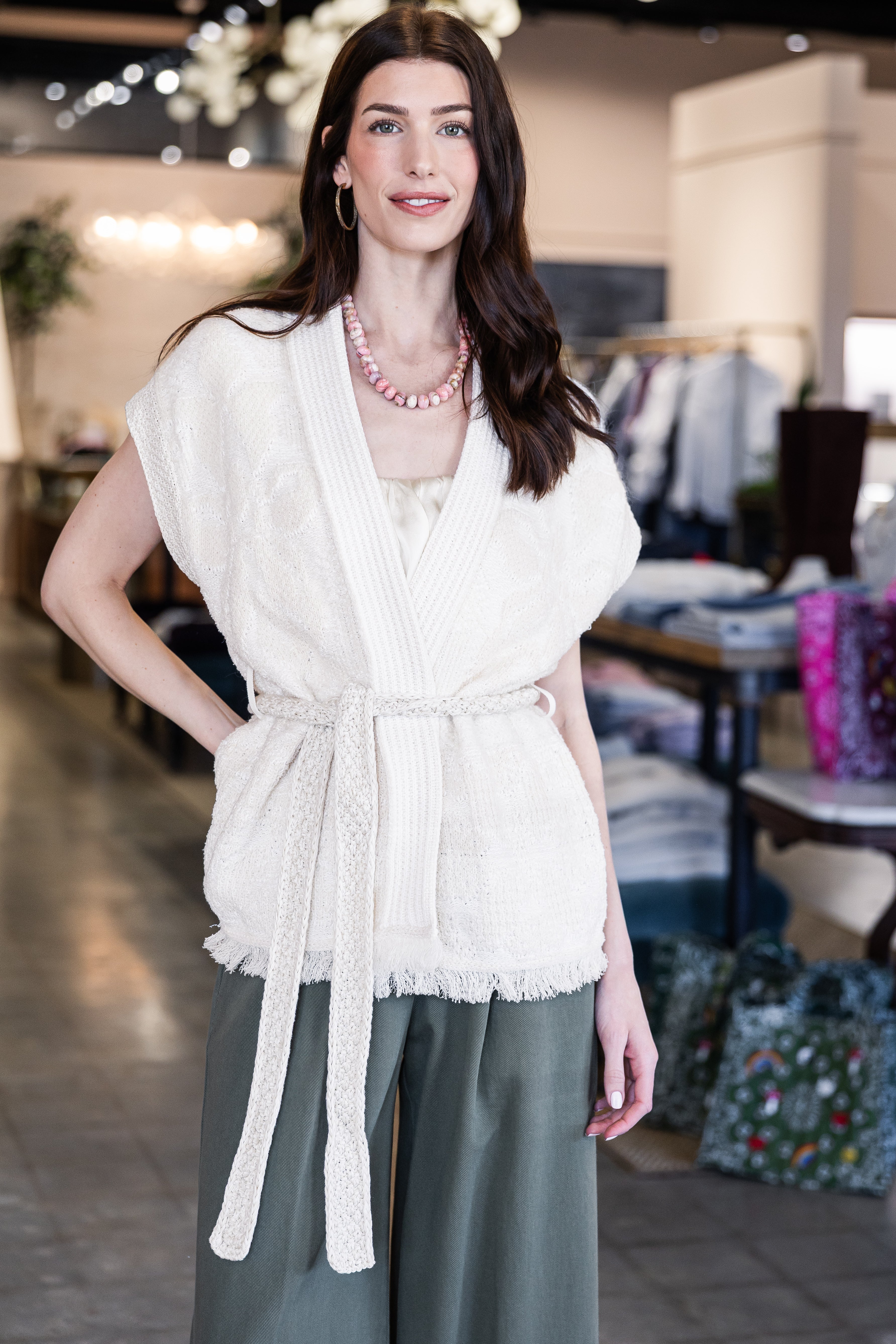 "Iris Velvet" jacquard vest - beurre