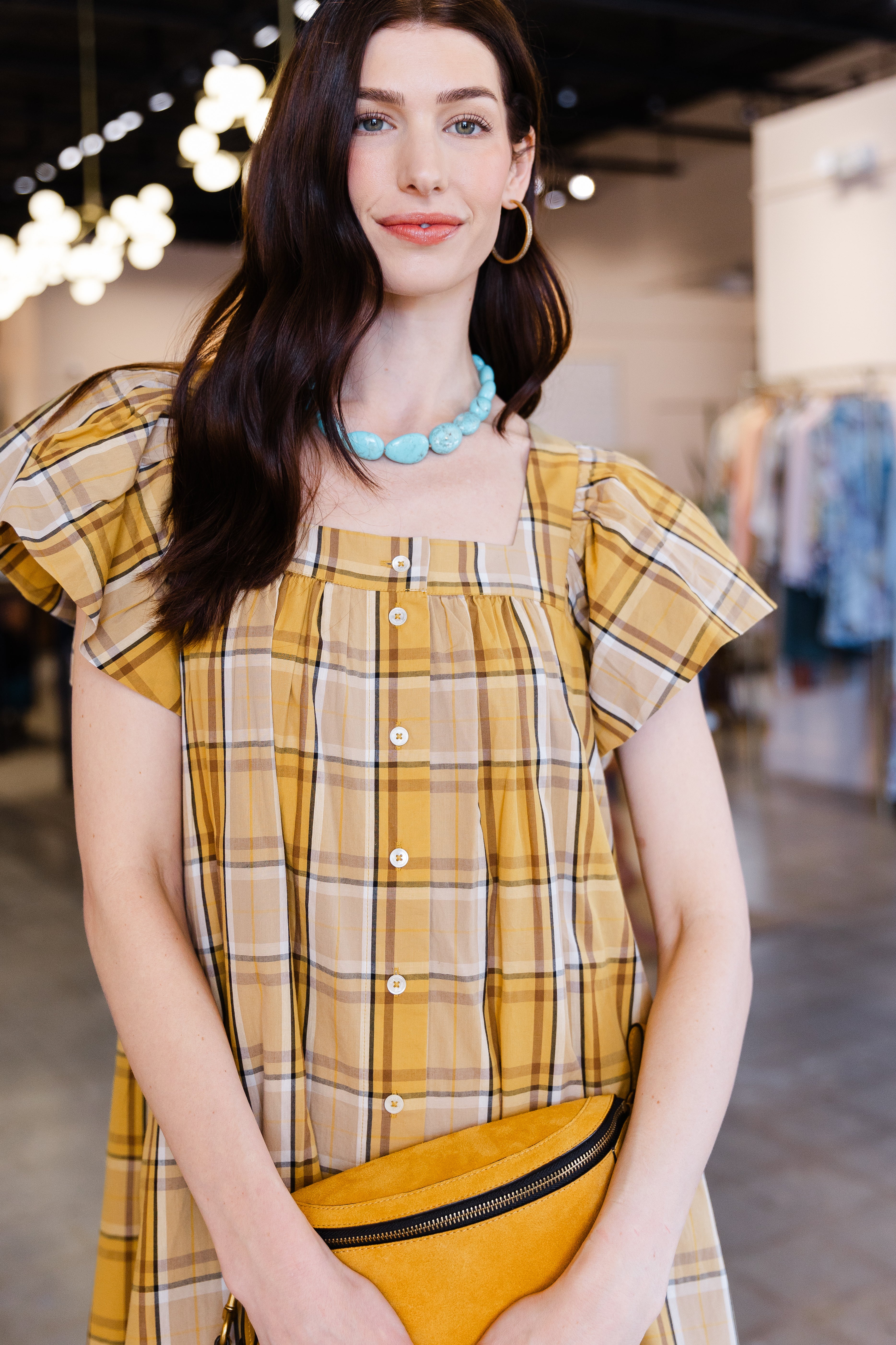 Copeland Plaid Mini Dress - Yellow
