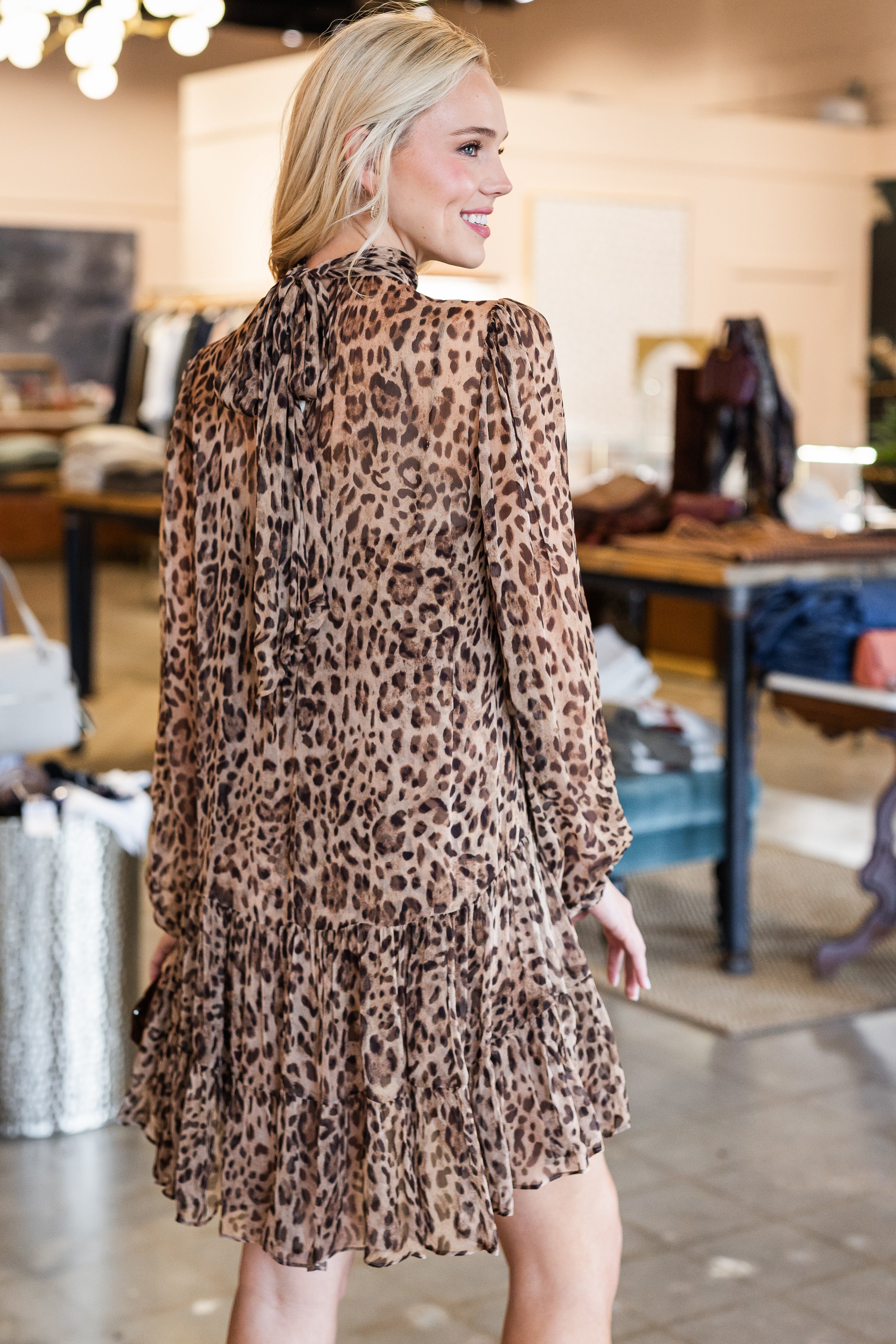 Anaya Dress - Mila Leopard Brown