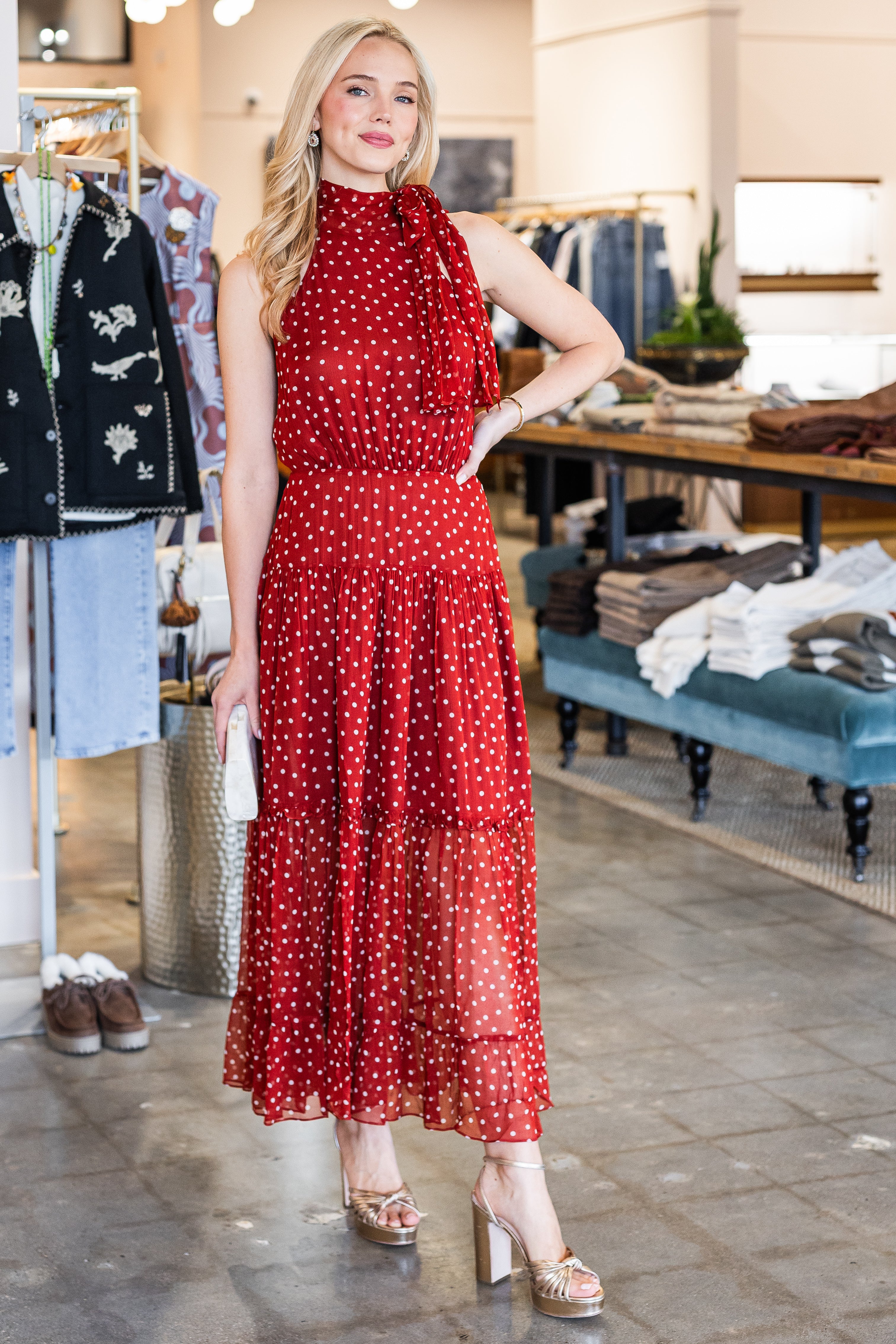 Abi Dress - Layla Dot Red