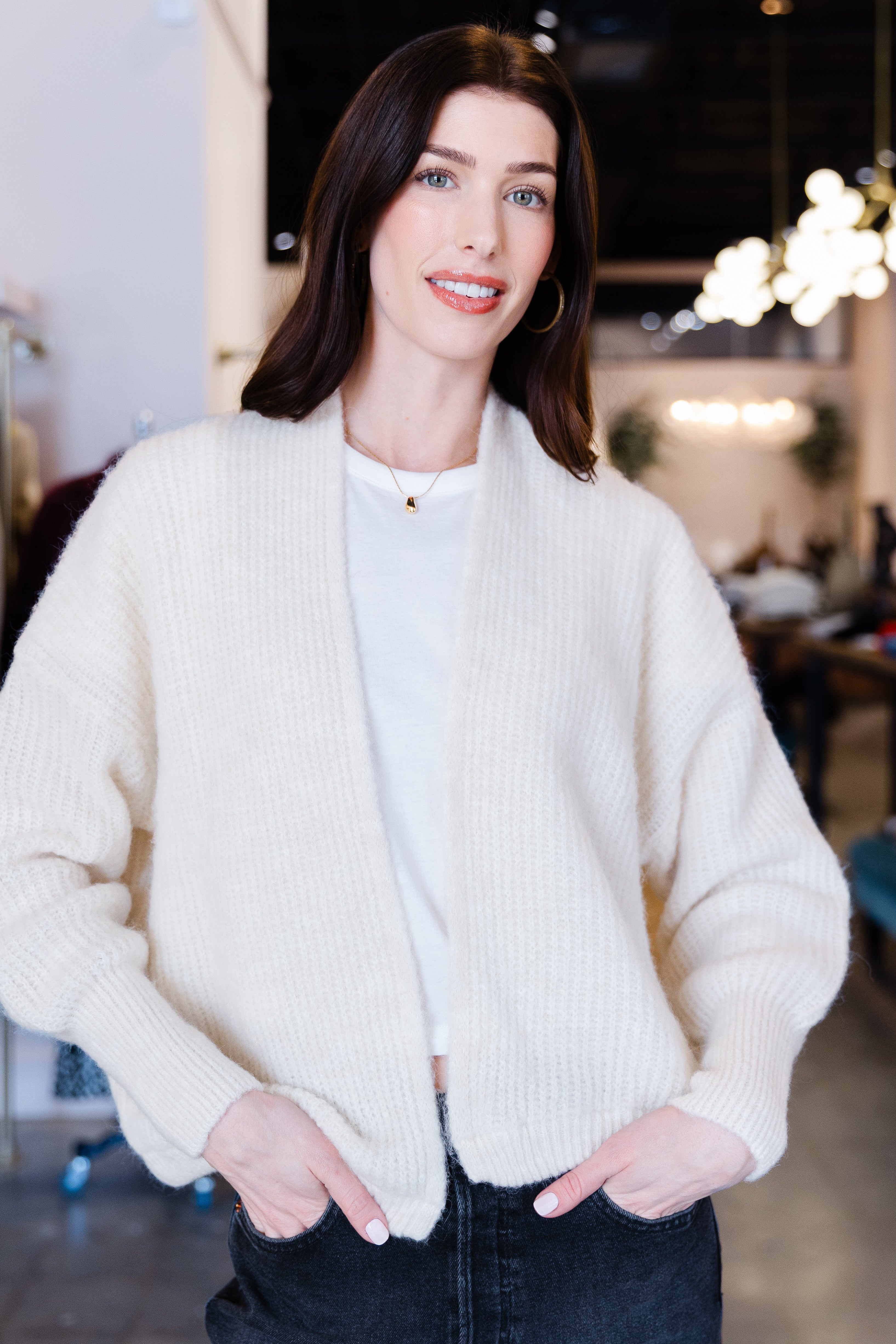 East 19 Cardigan - Nacre Chine