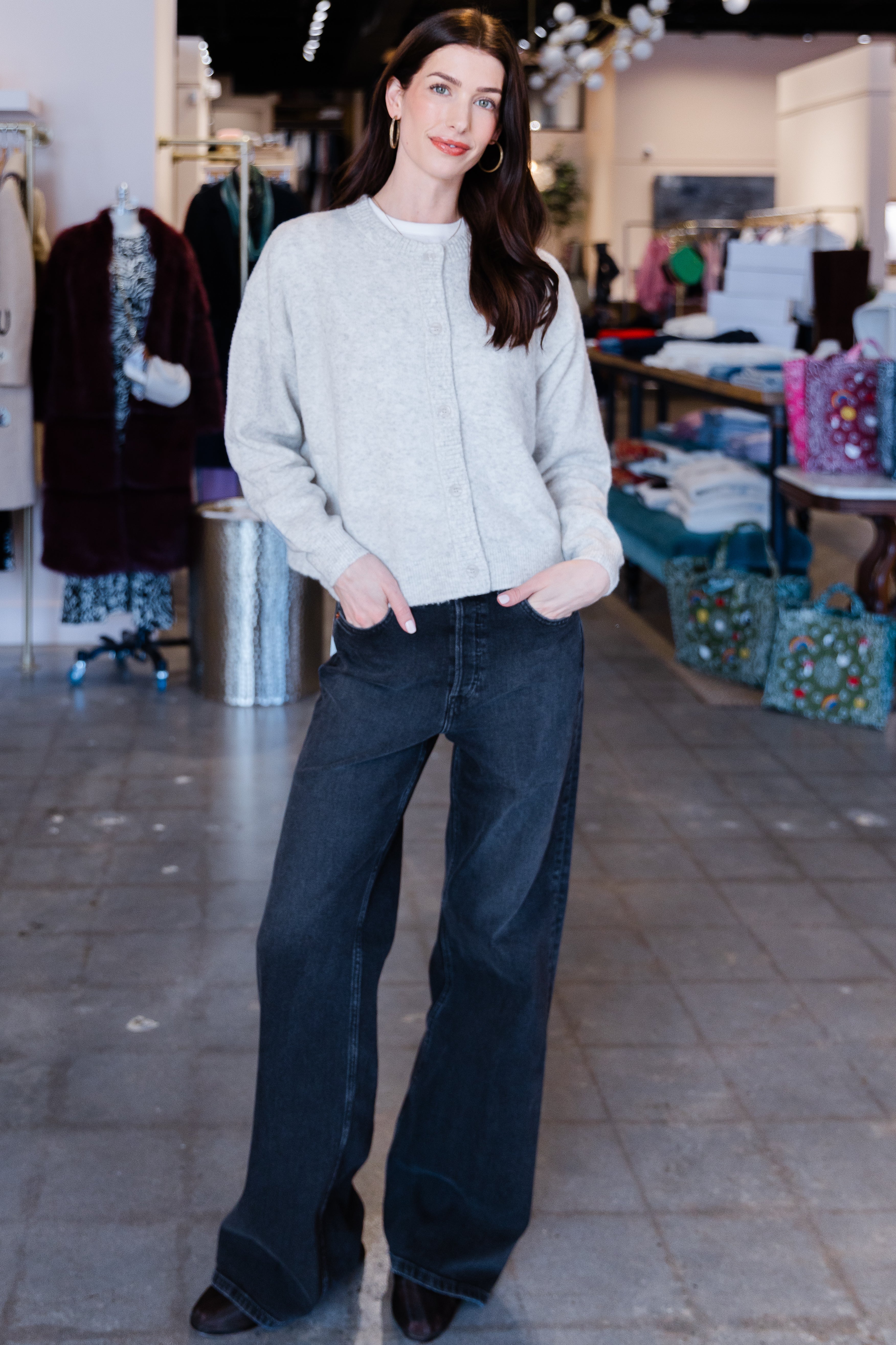 Damsville 19E Cardigan - Gris Chine