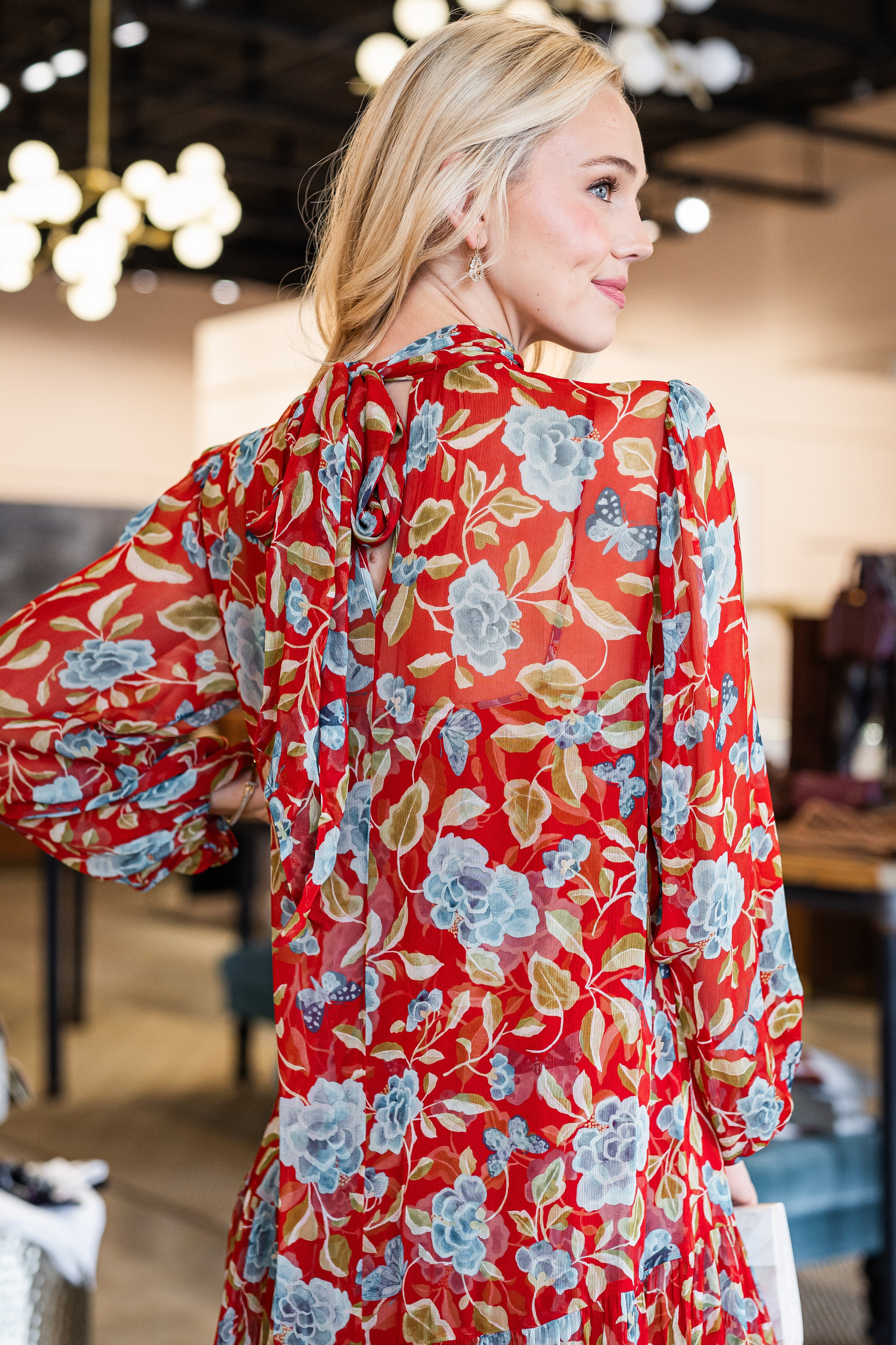 Adalind Dress - Butterfly Floral Red