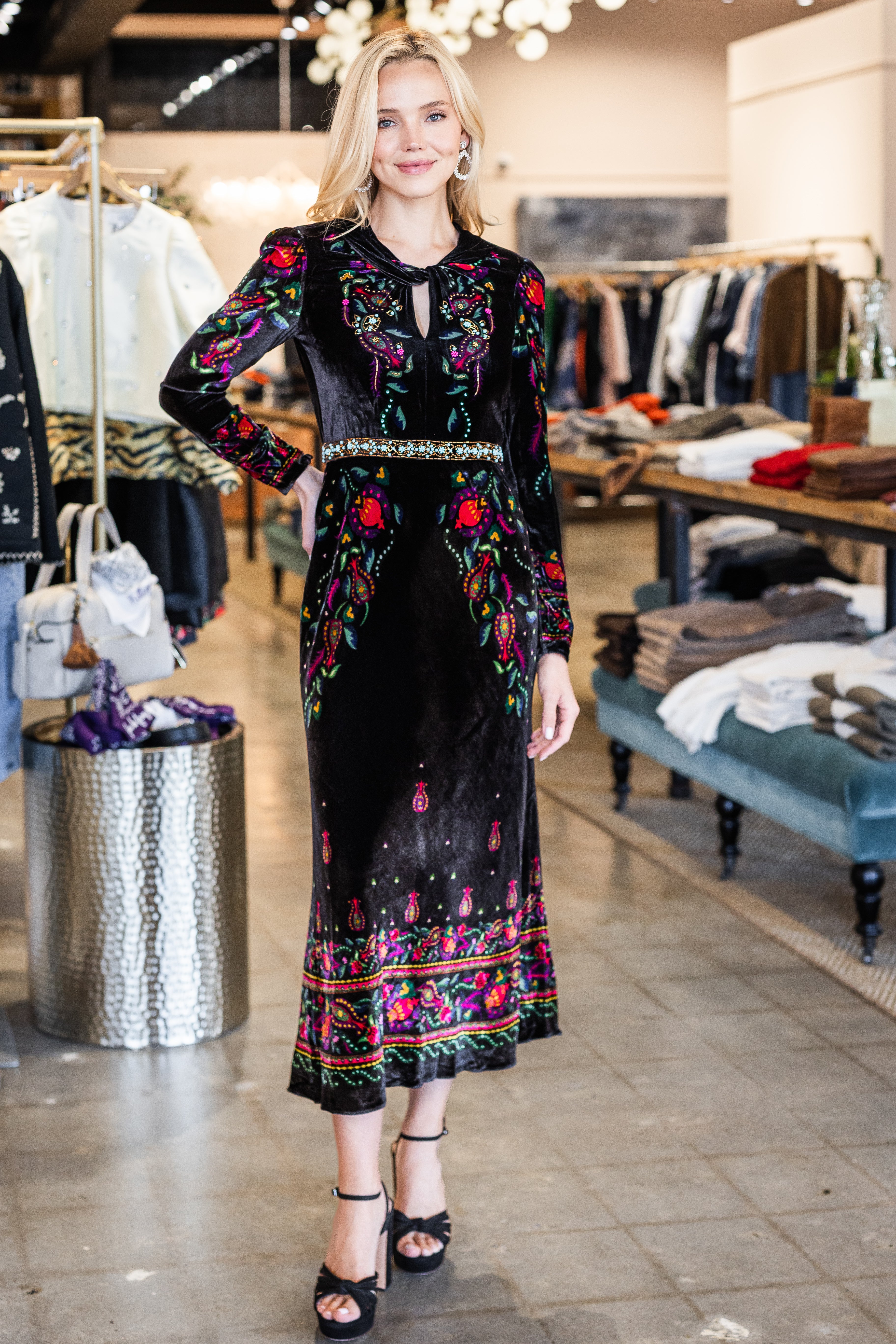 Claudia Midi Velvet Dress - Budapest Jewel