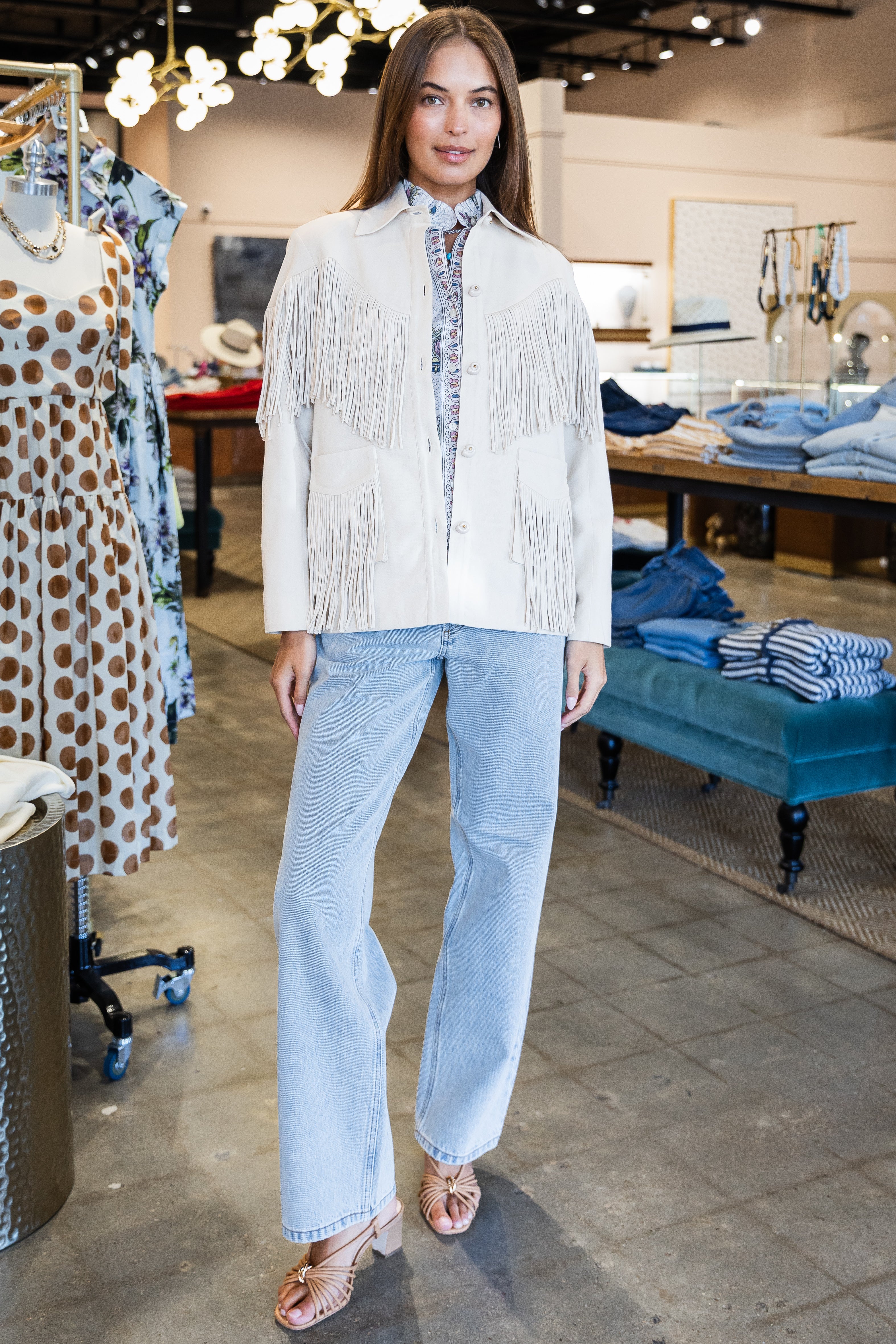 Jude Dune Fringe Jacket- Off White