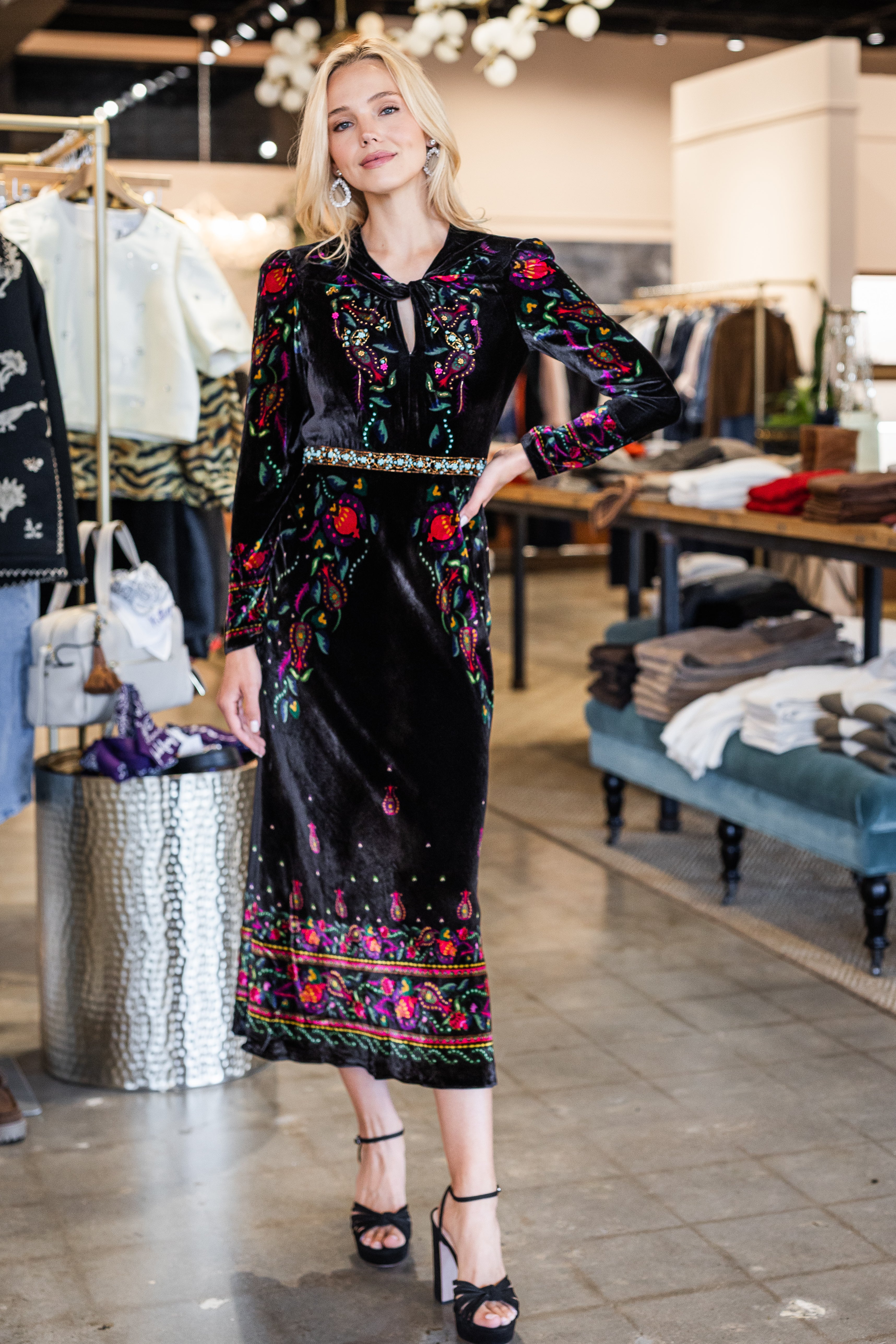 Claudia Midi Velvet Dress - Budapest Jewel