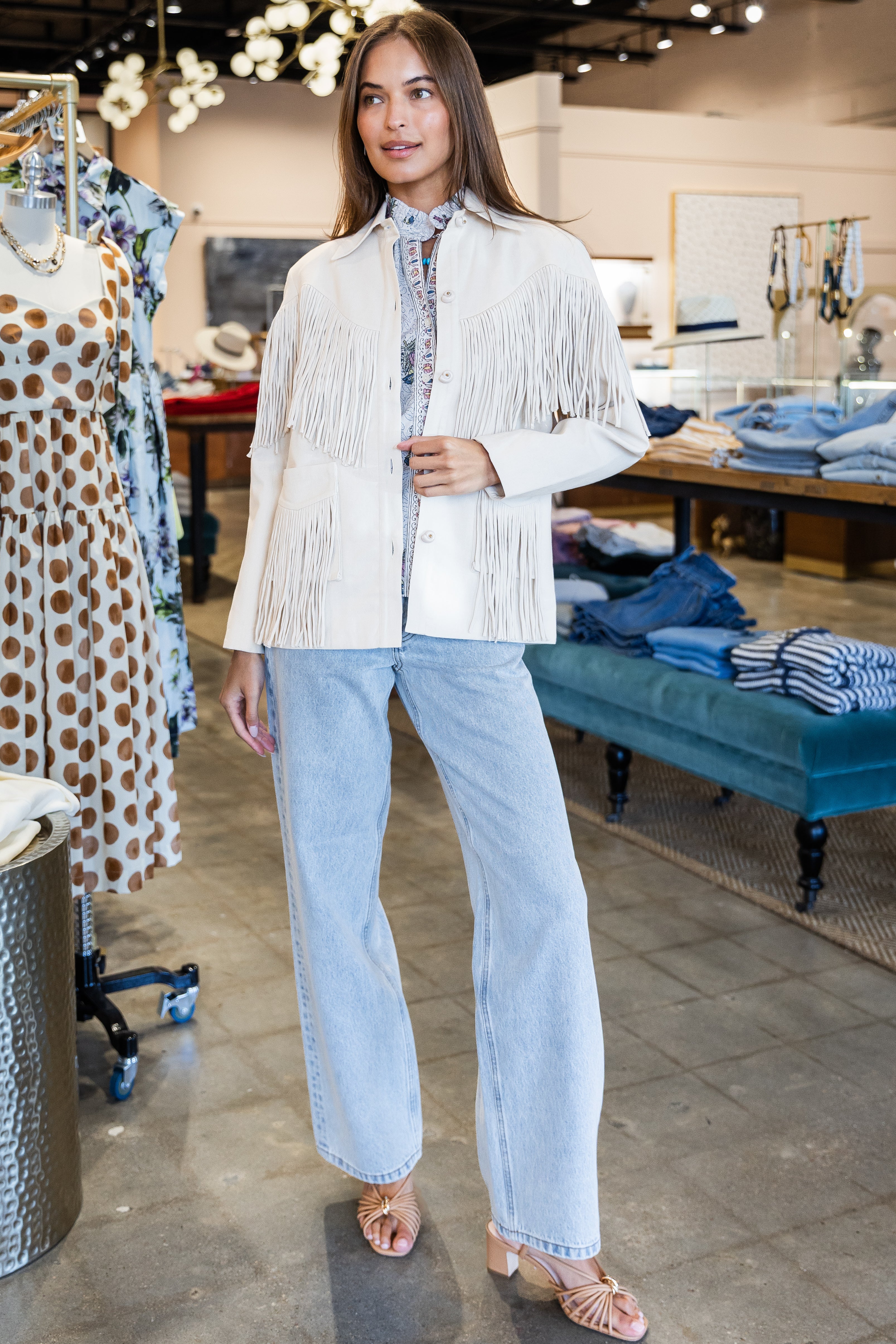 Jude Dune Fringe Jacket- Off White