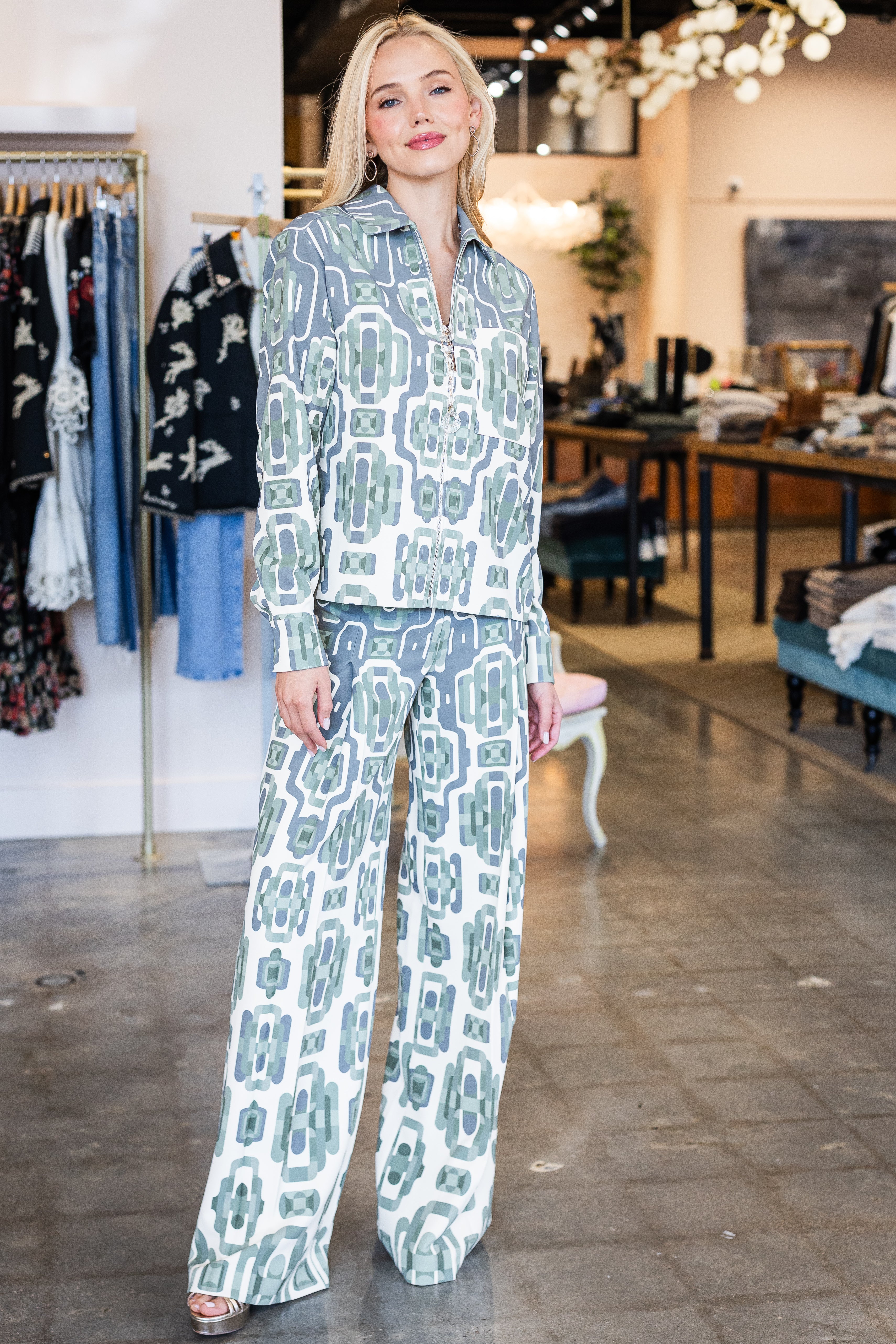 Kalisz Jacket - Blue/Sage Print