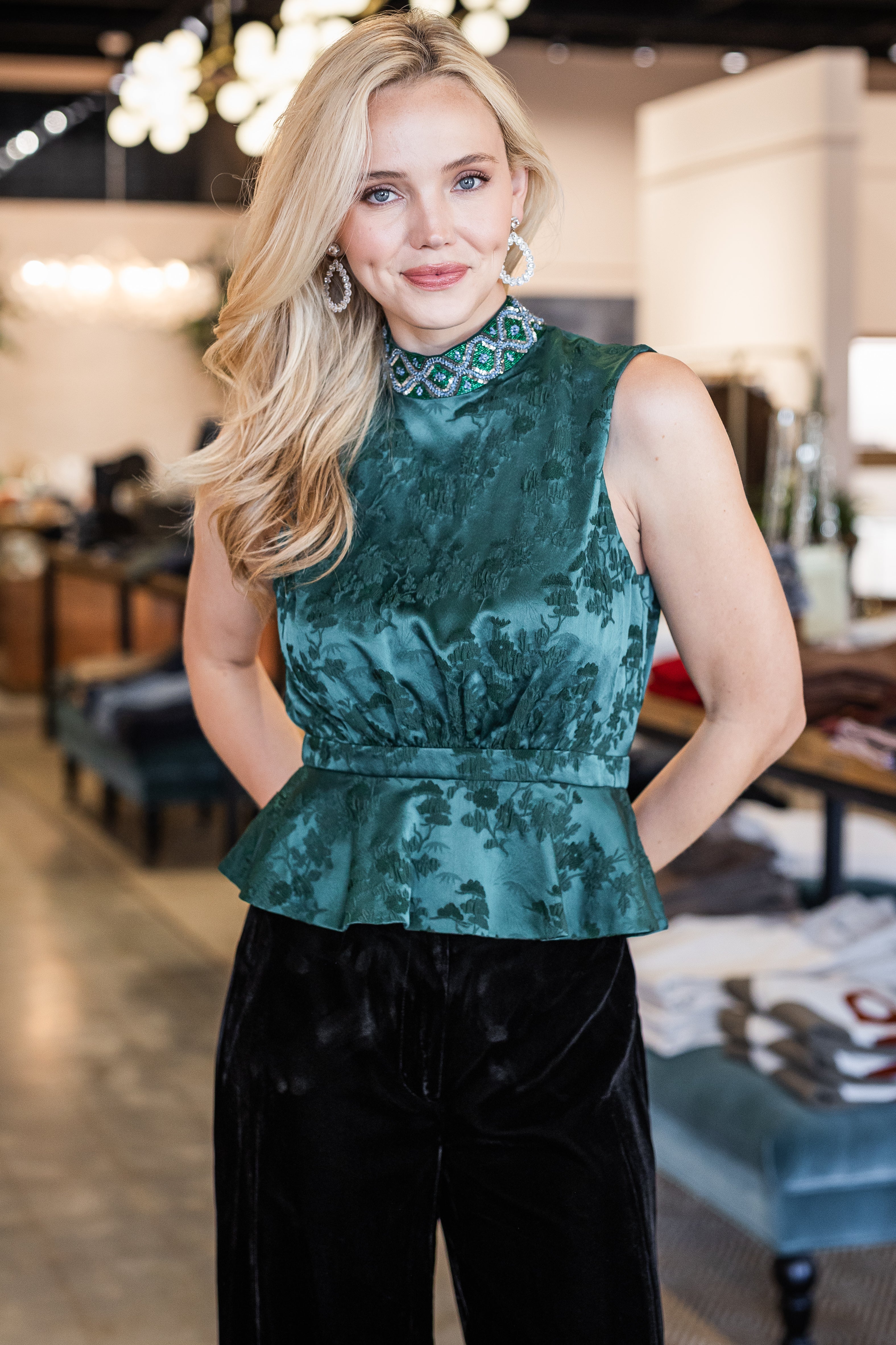 Fleur-B Top - Dark Emerald