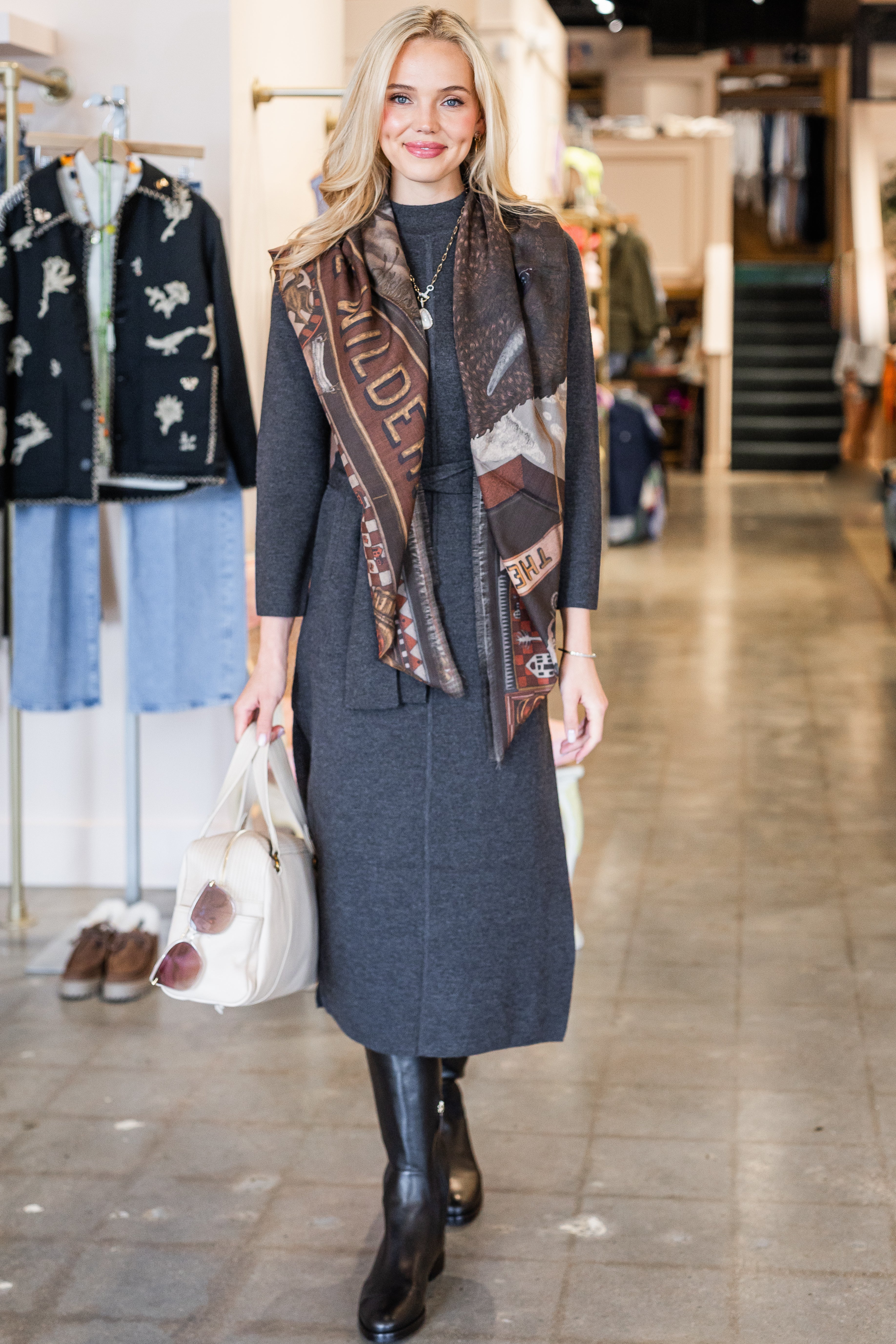 Lindsey Dress - Charcoal Extra Fine Merino Wool