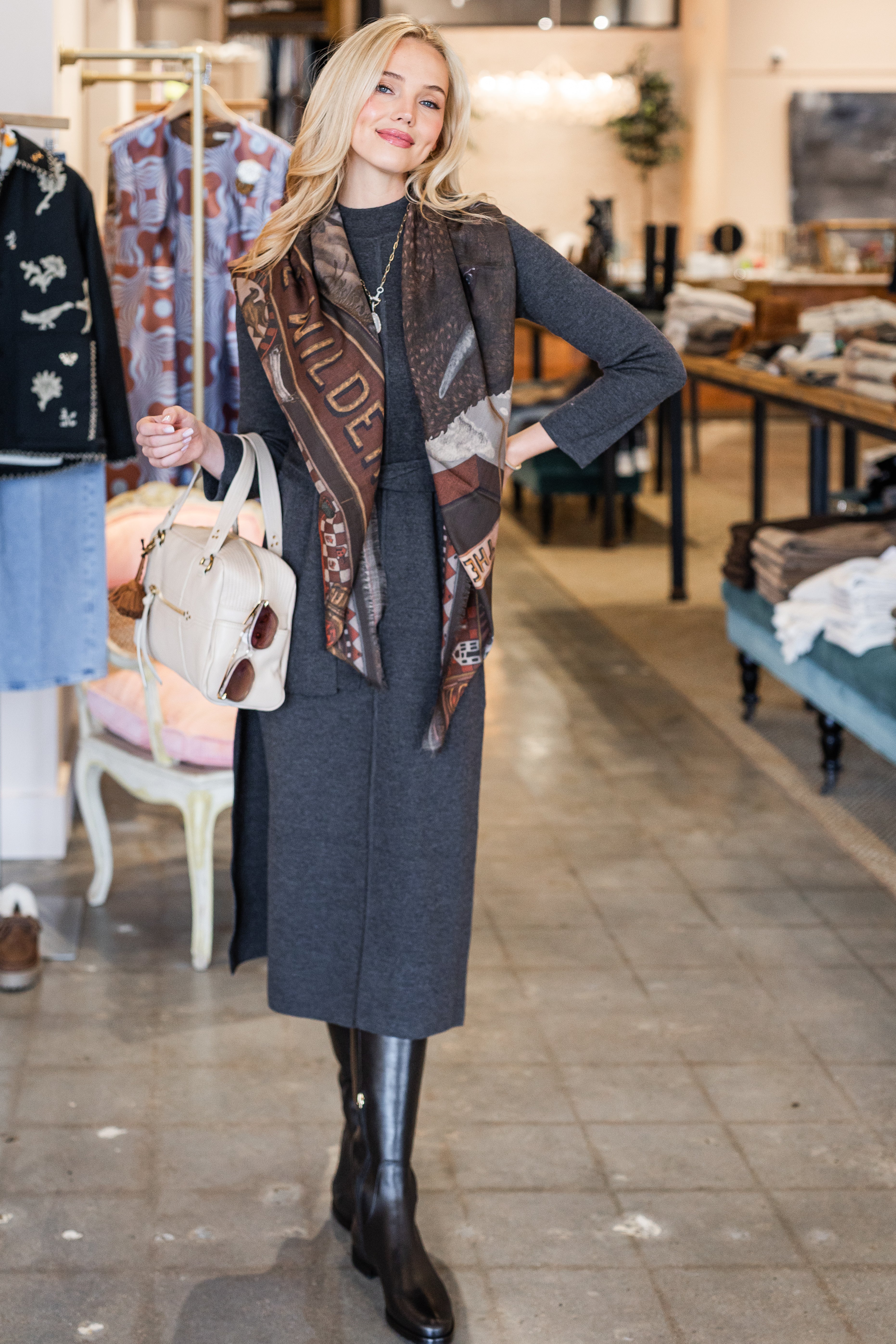 Lindsey Dress - Charcoal Extra Fine Merino Wool