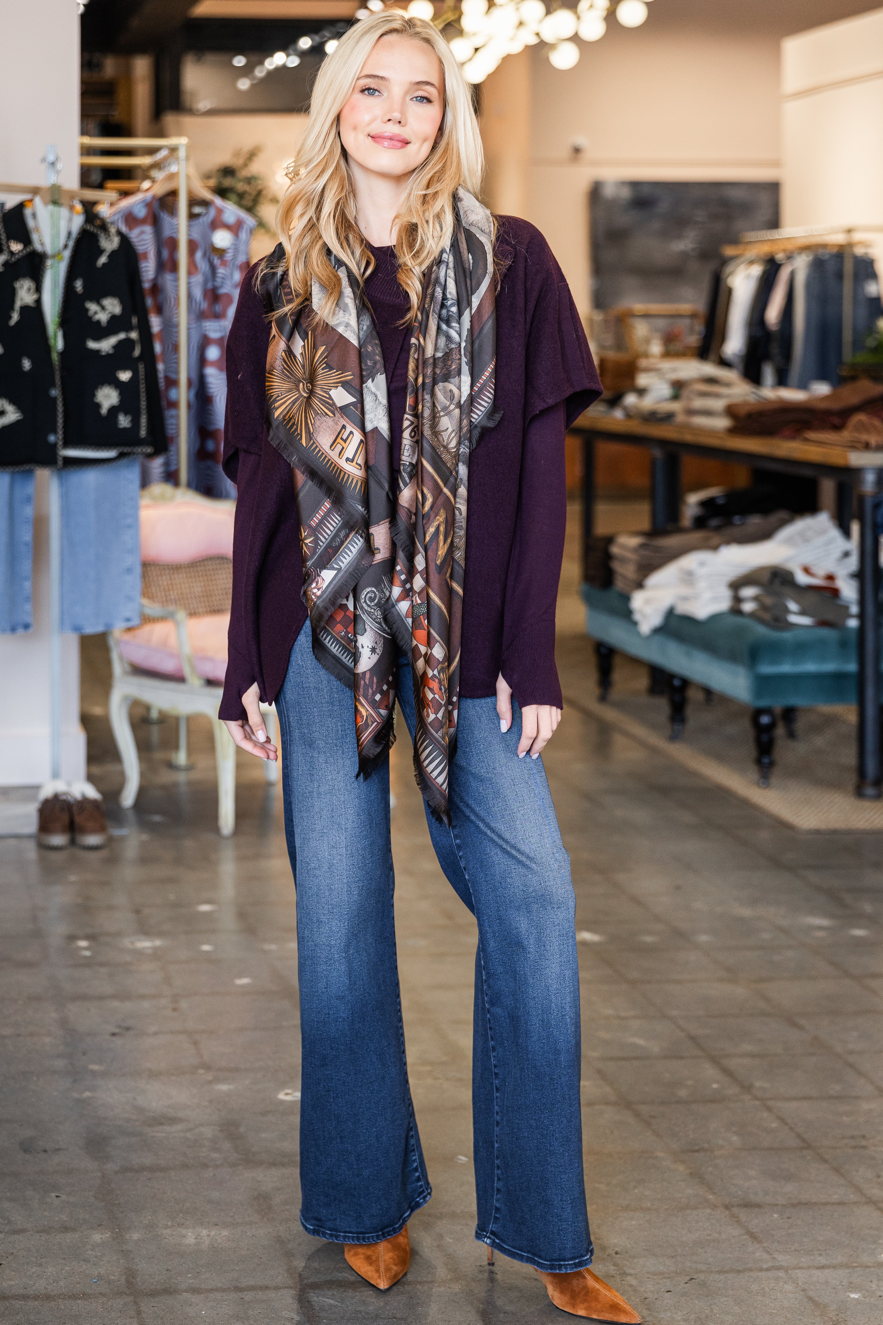 Convertible Boiled Wool Vest - Eggplant