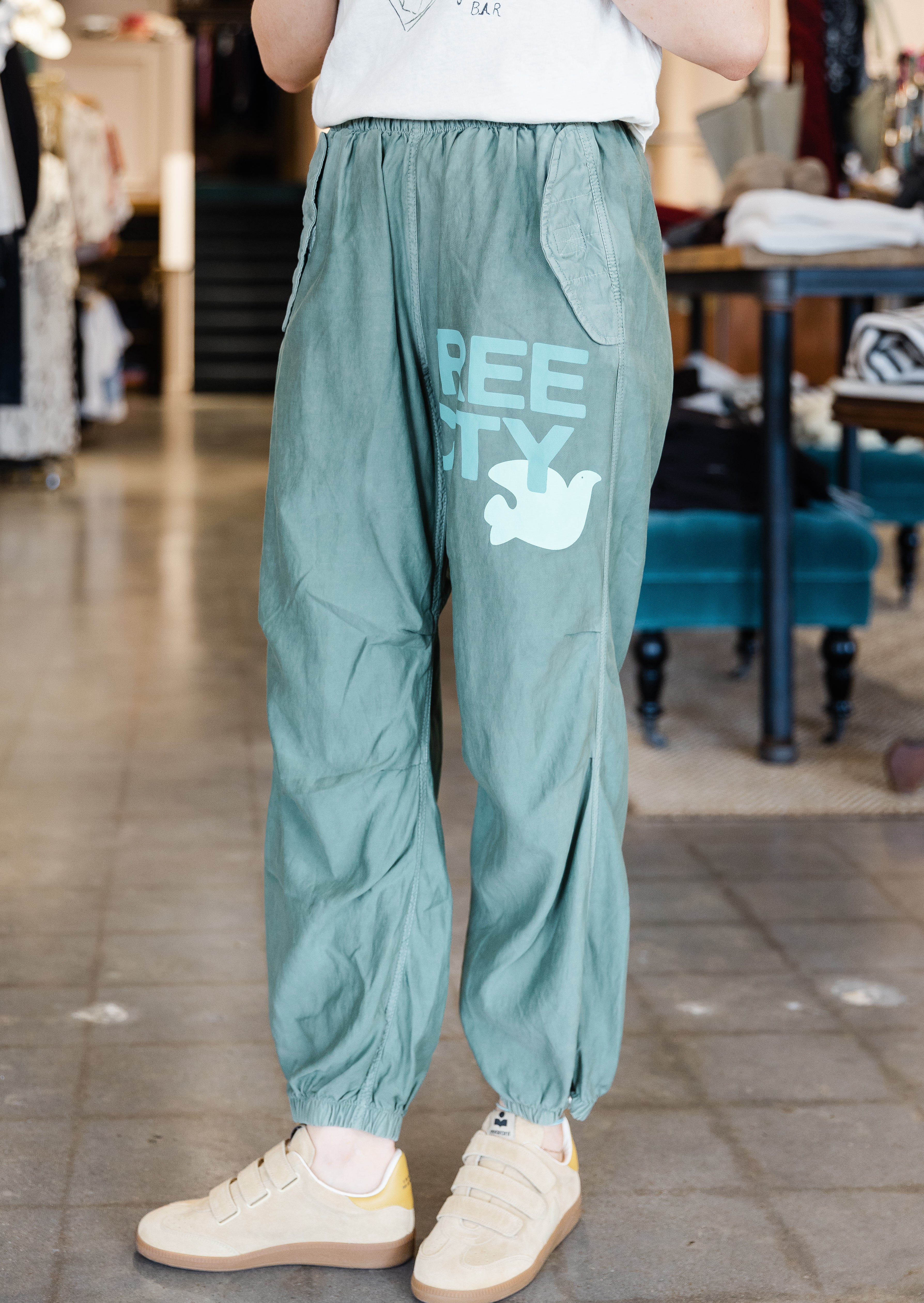 Freecitylarge Matte/Satin Airjump Pant- Eatgreen