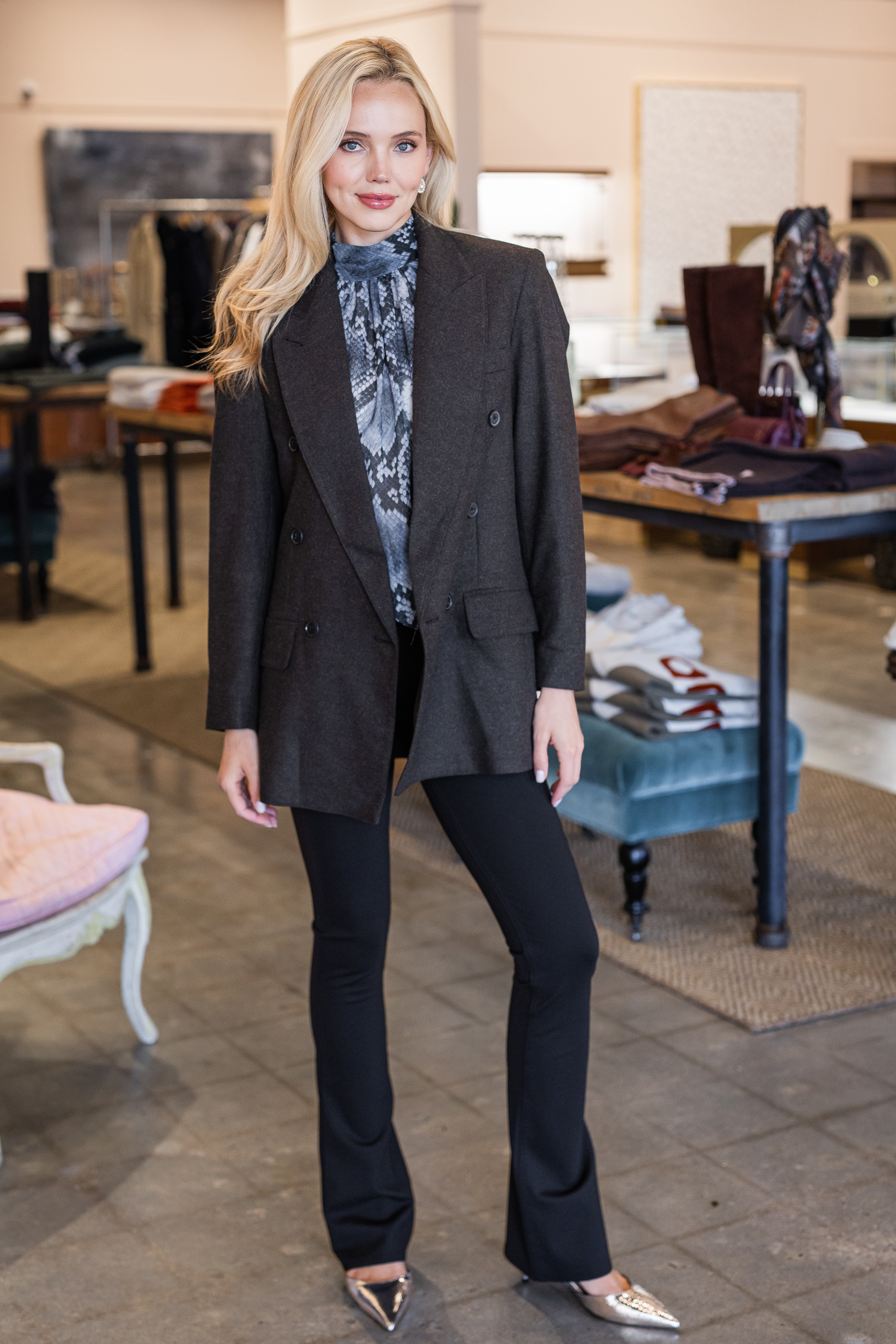 DB Peaked Lapel Blazer - Tobacco