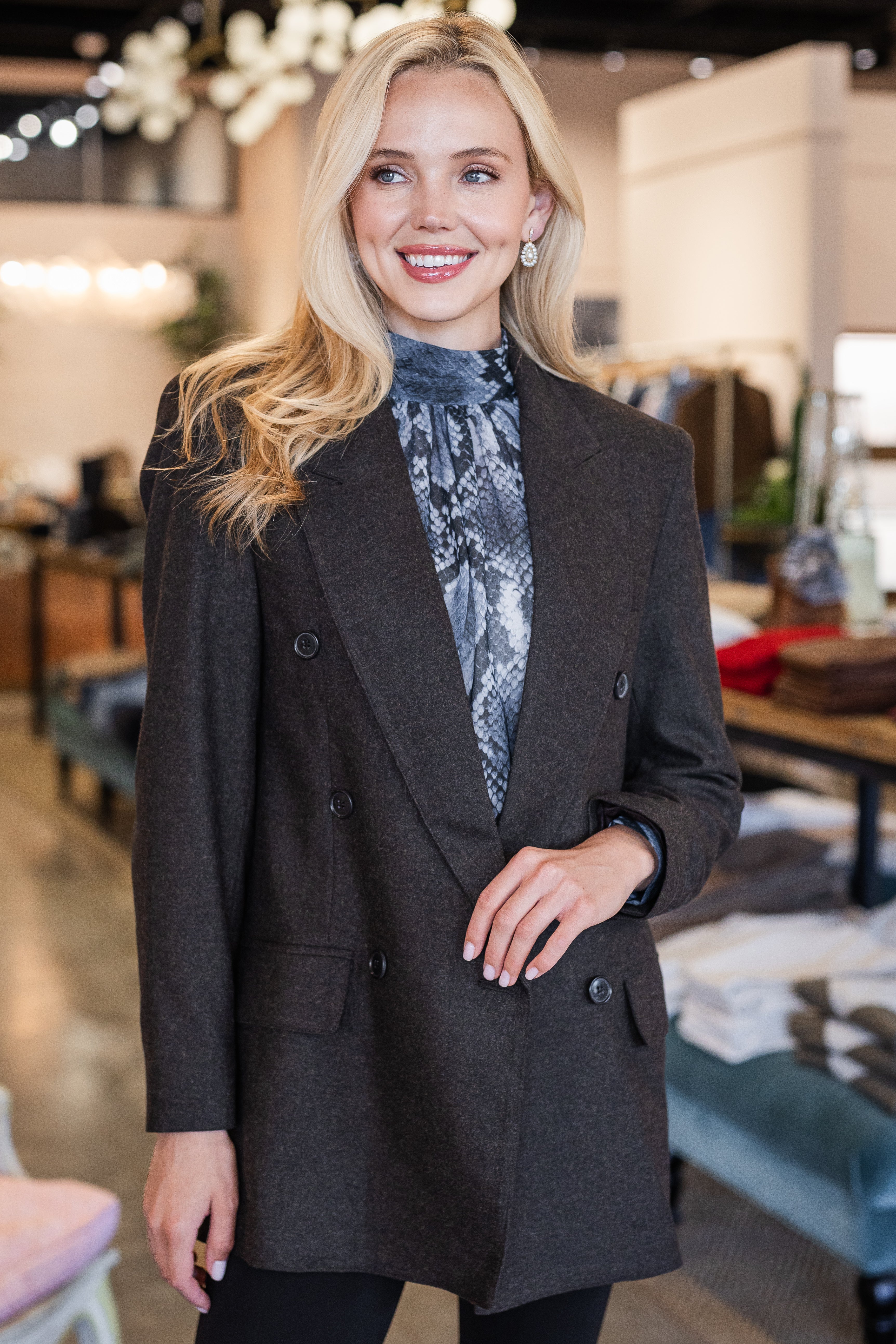 DB Peaked Lapel Blazer - Tobacco