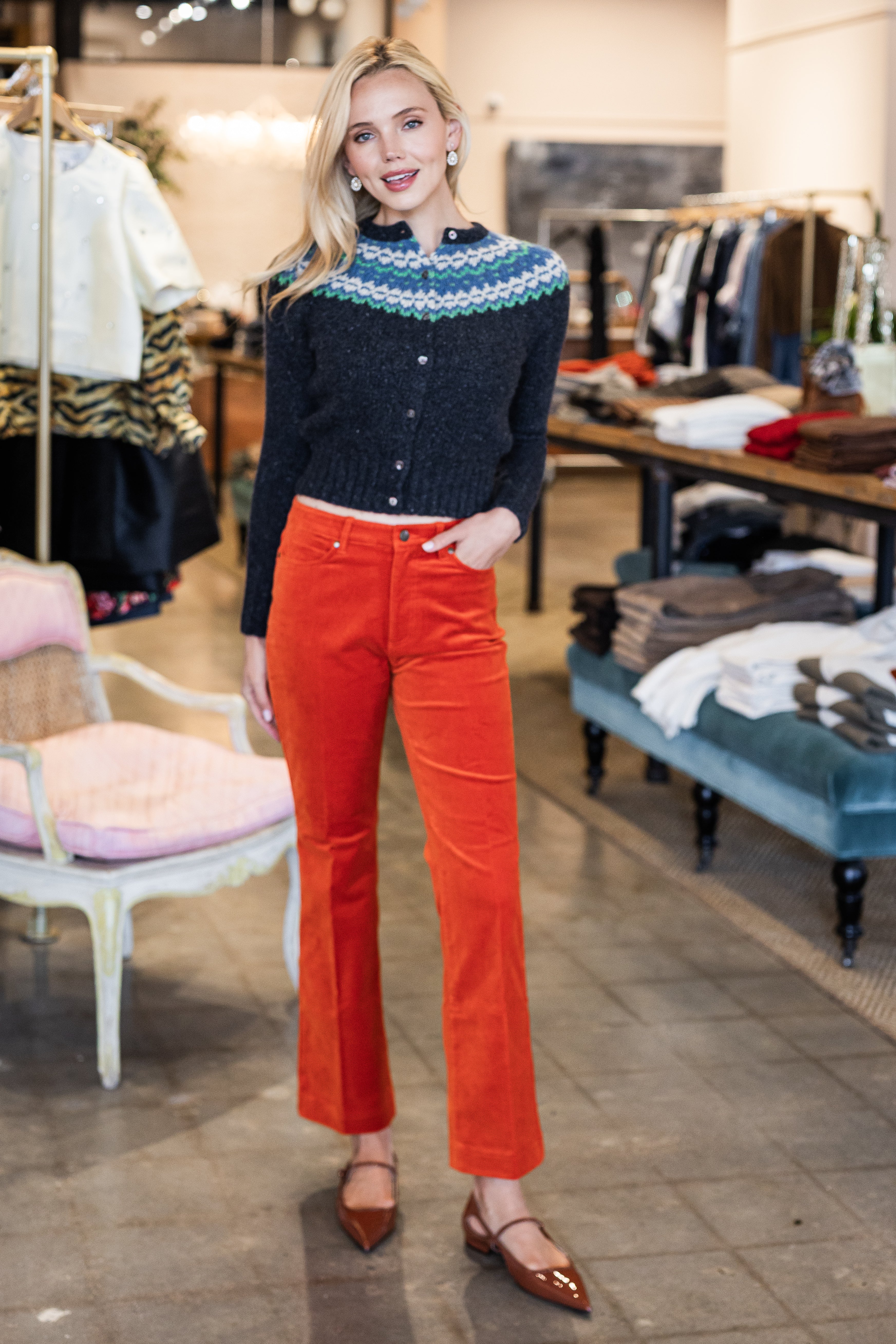 Marge Fair Isle Cardigan - Indigo Donegal Multi Hand Knit Cashmere