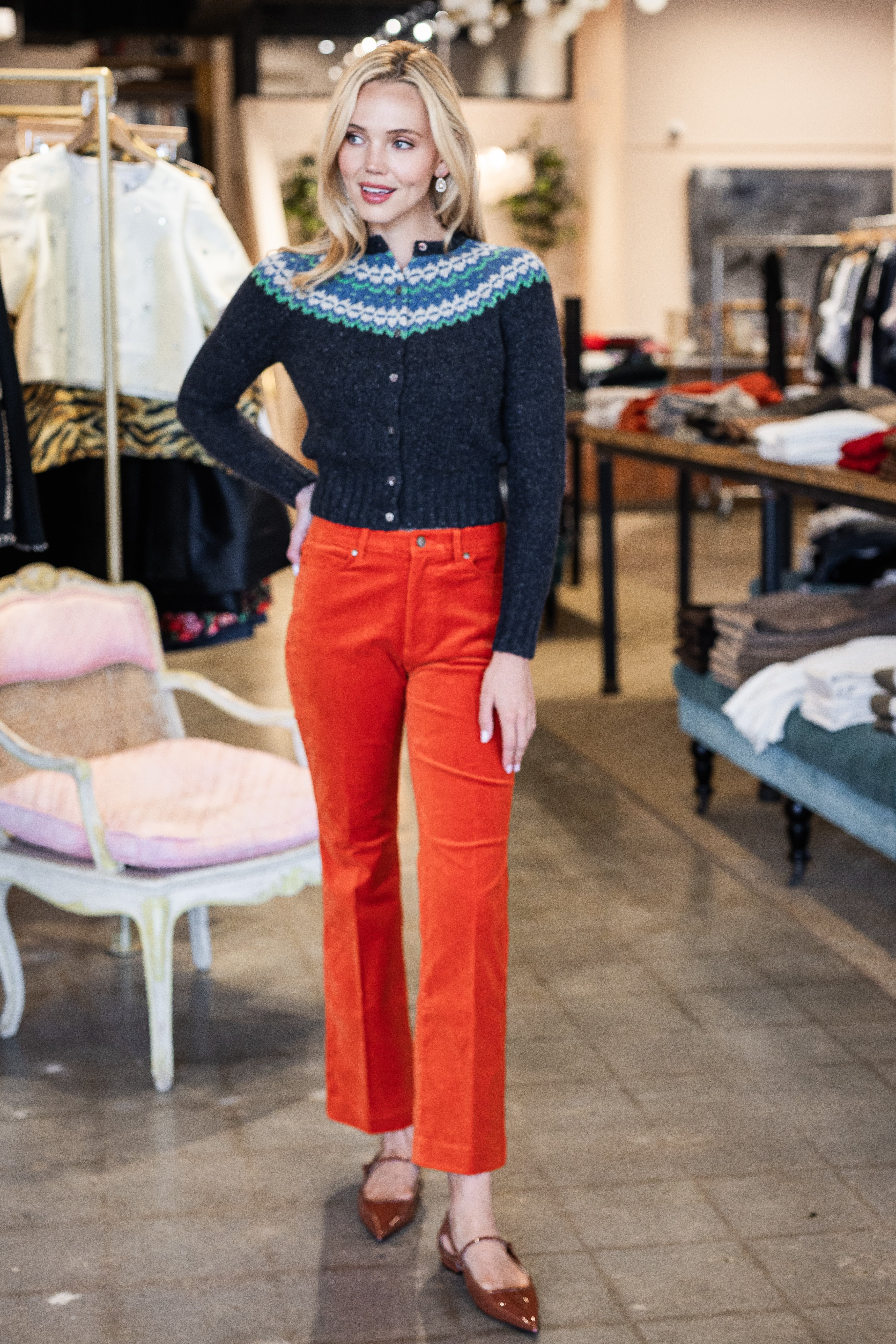 Marge Fair Isle Cardigan - Indigo Donegal Multi Hand Knit Cashmere