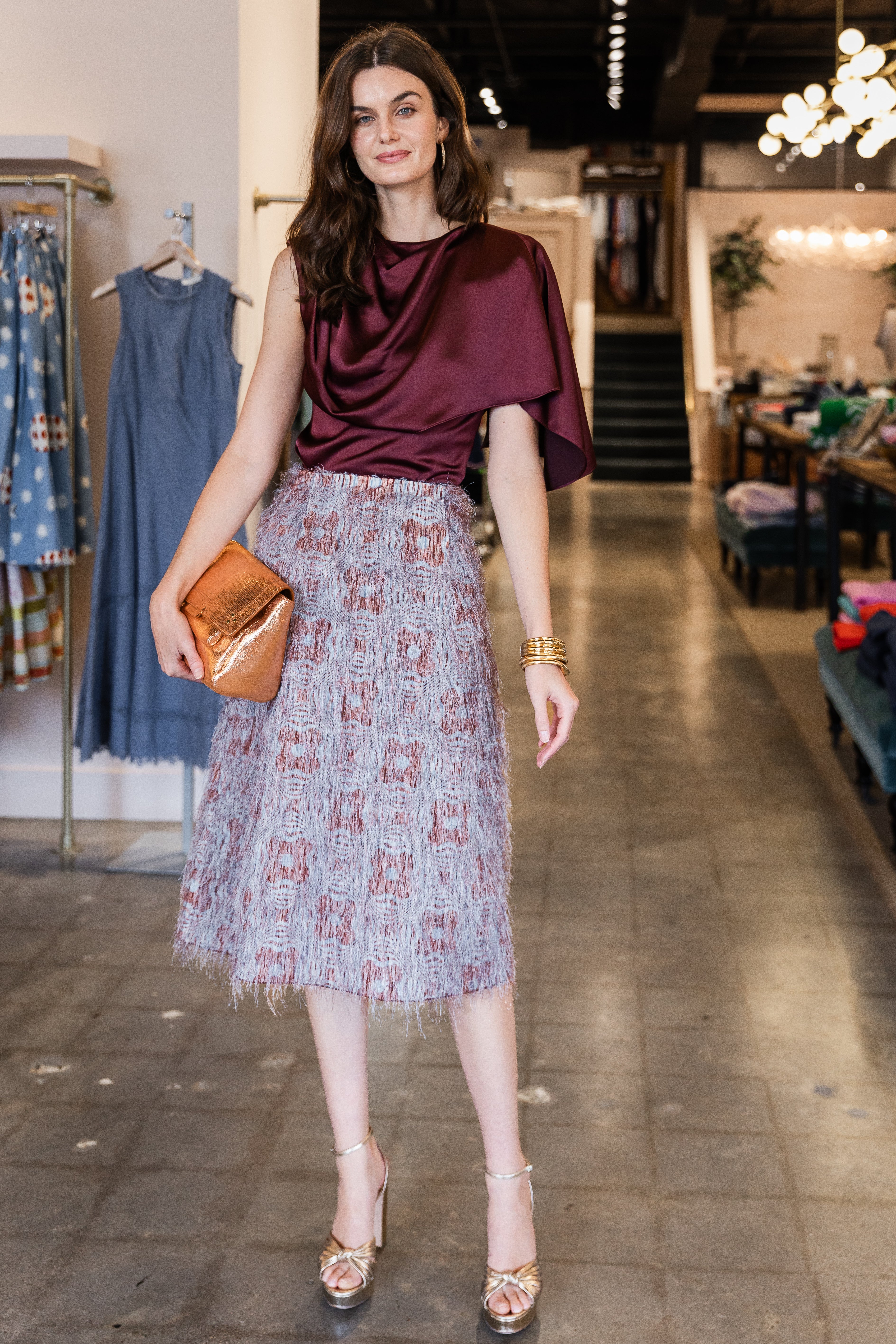 Print Midi Skirt - Nordic Blue