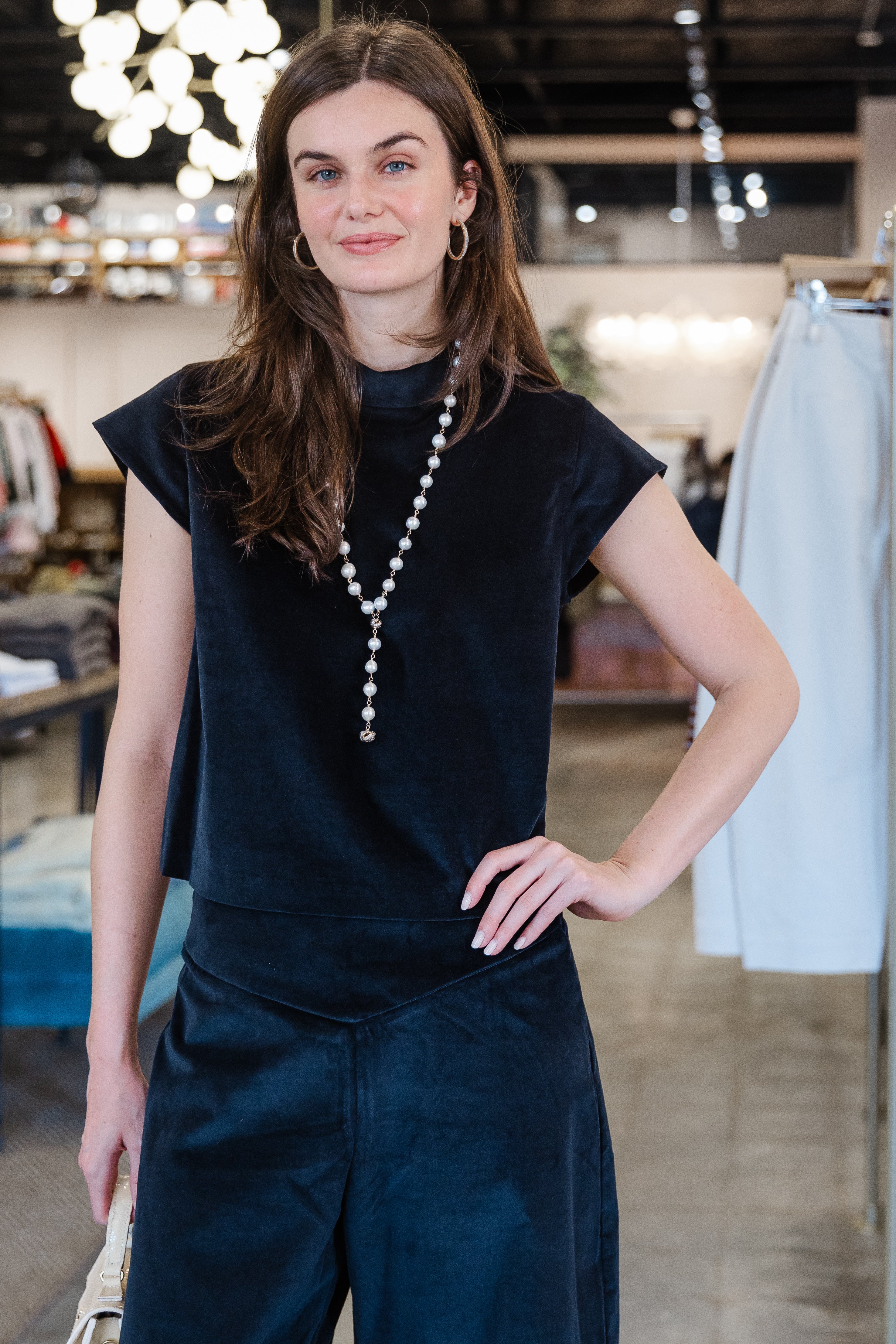 Audrey Top - Navy Velvet