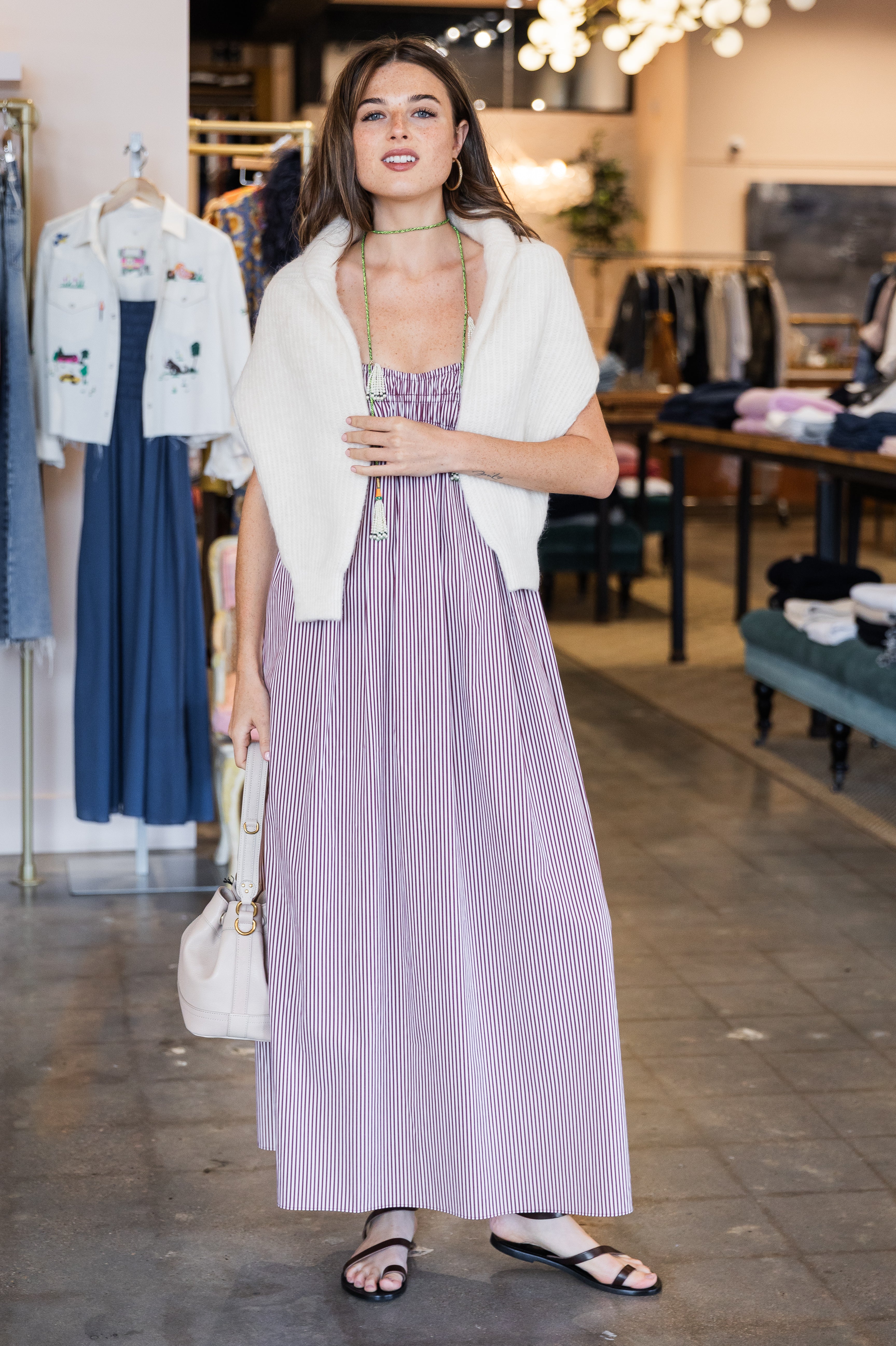 Birgit Maxi Dress - Maia Stripe Burgundy