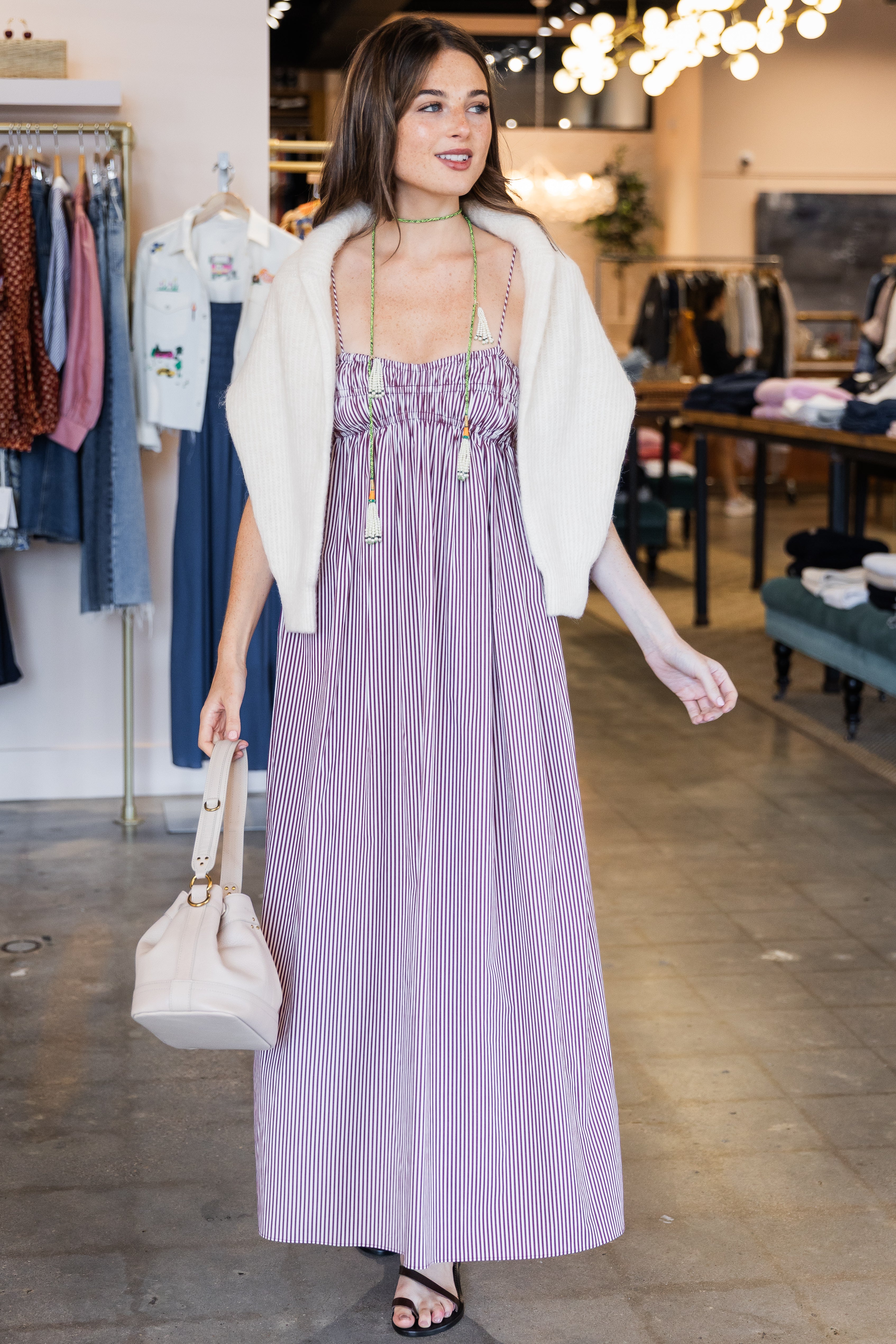 Birgit Maxi Dress - Maia Stripe Burgundy