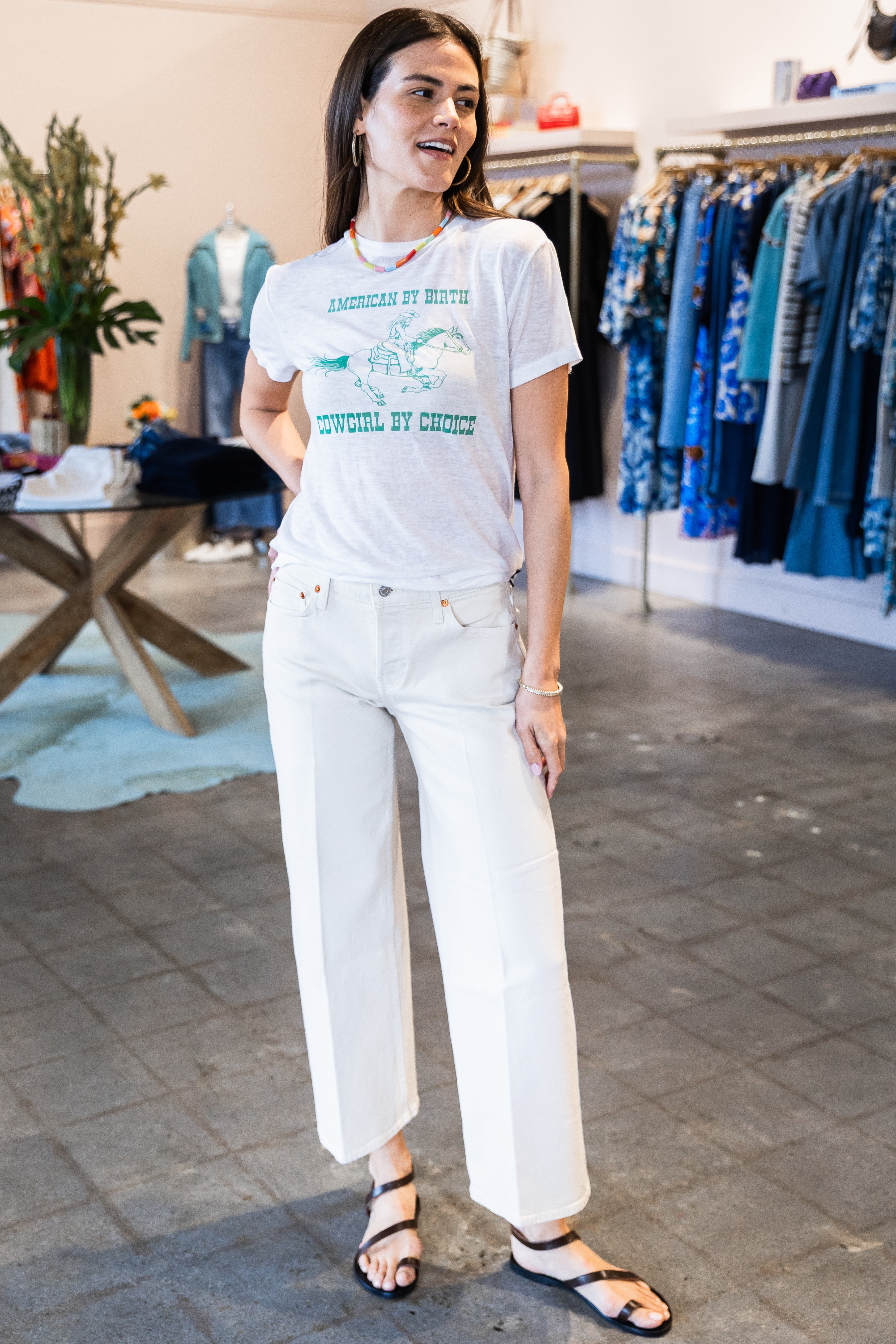 Mid Rise Wide Leg Crop - Vintage White