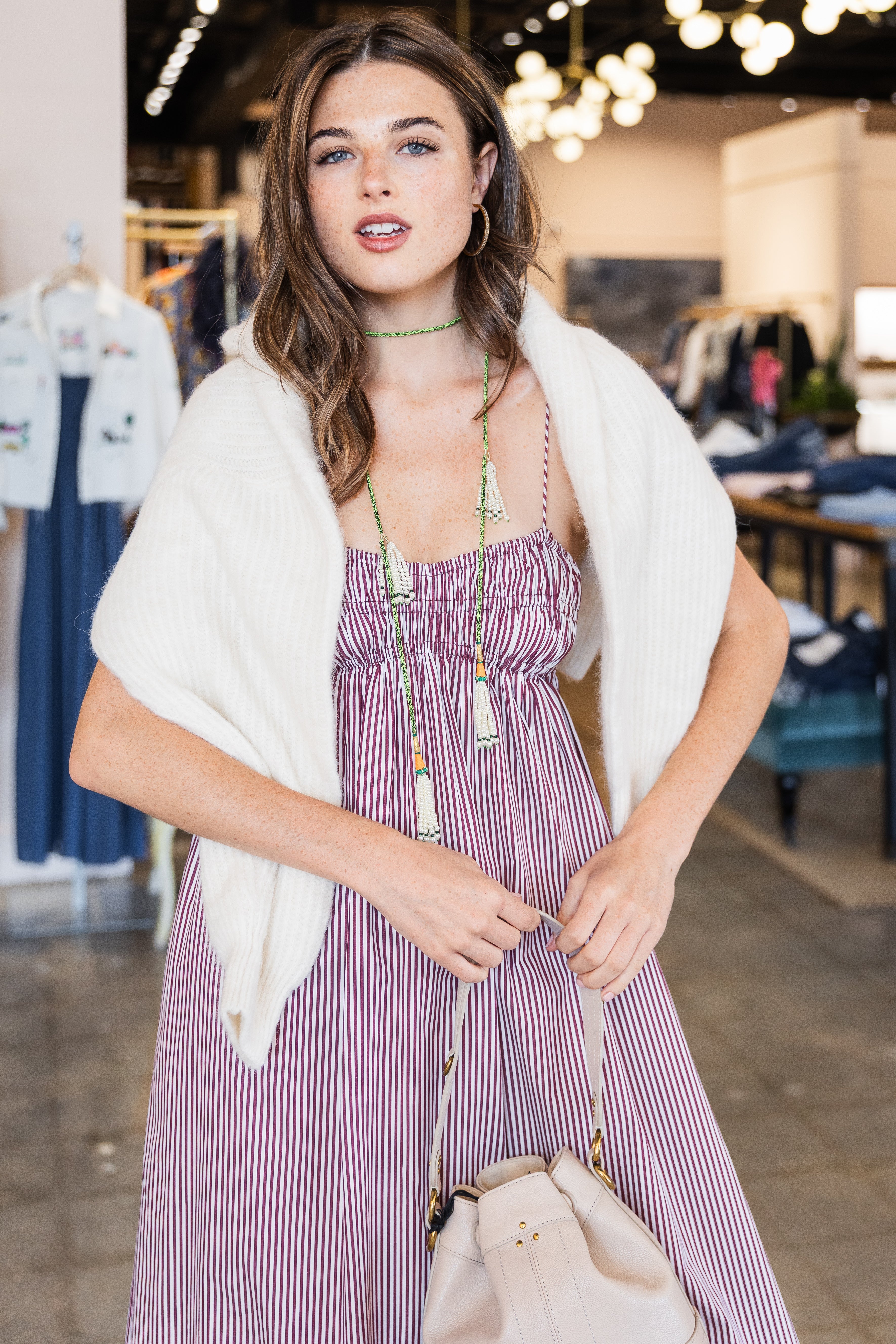 Birgit Maxi Dress - Maia Stripe Burgundy