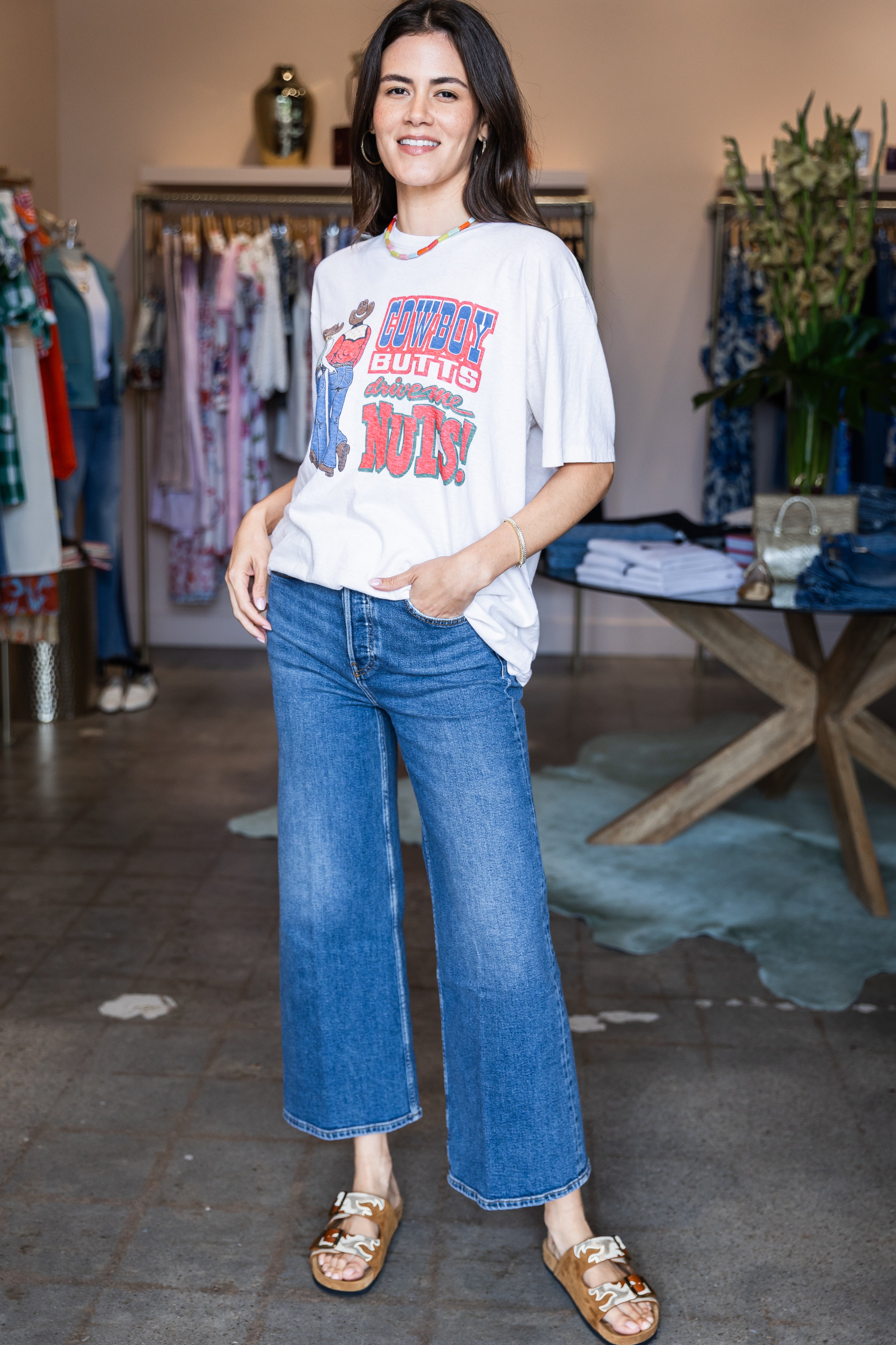 High Rise Wide Leg Crop - Mid 70s