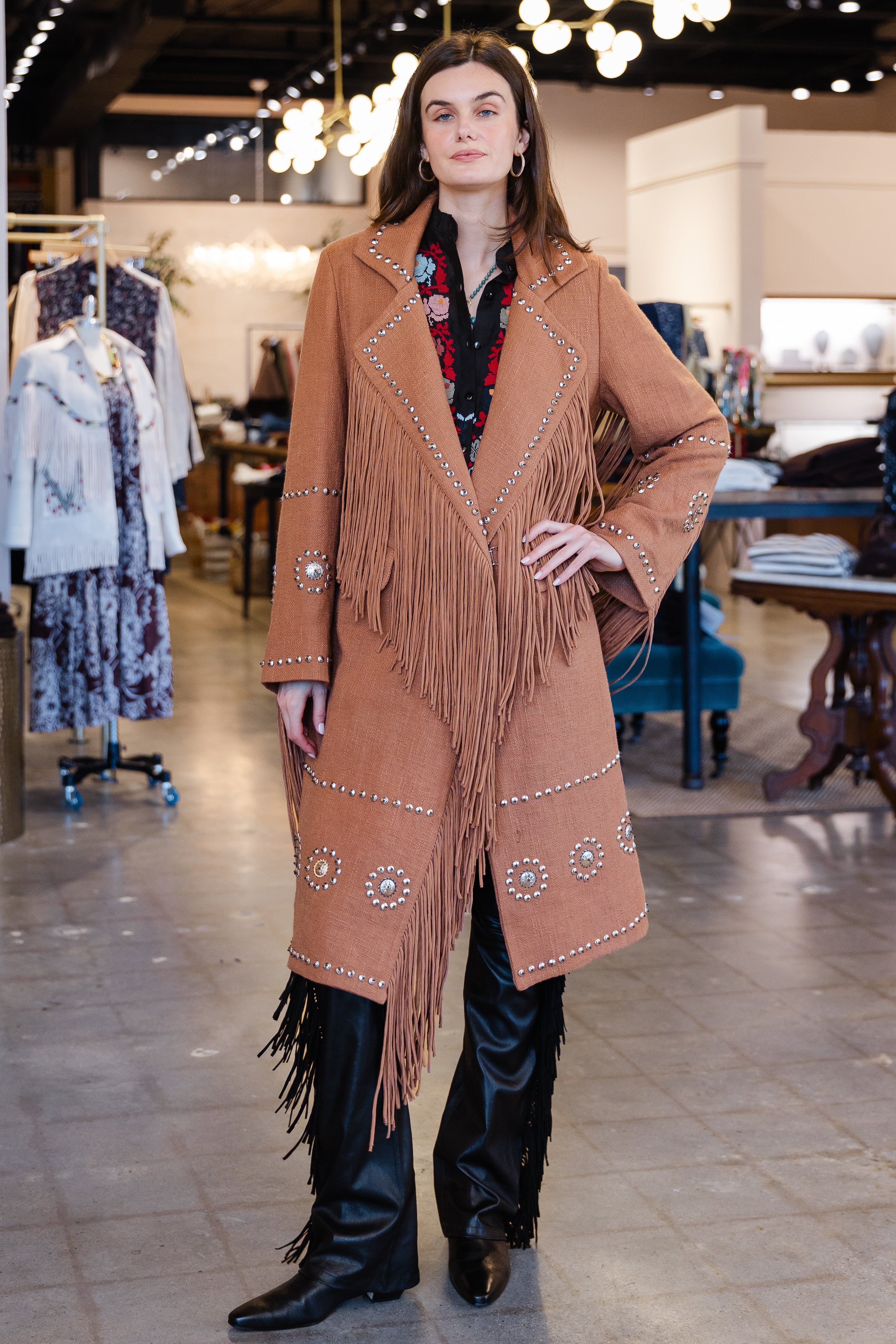 Petunia Fawn Stud Coat - Medium Brown