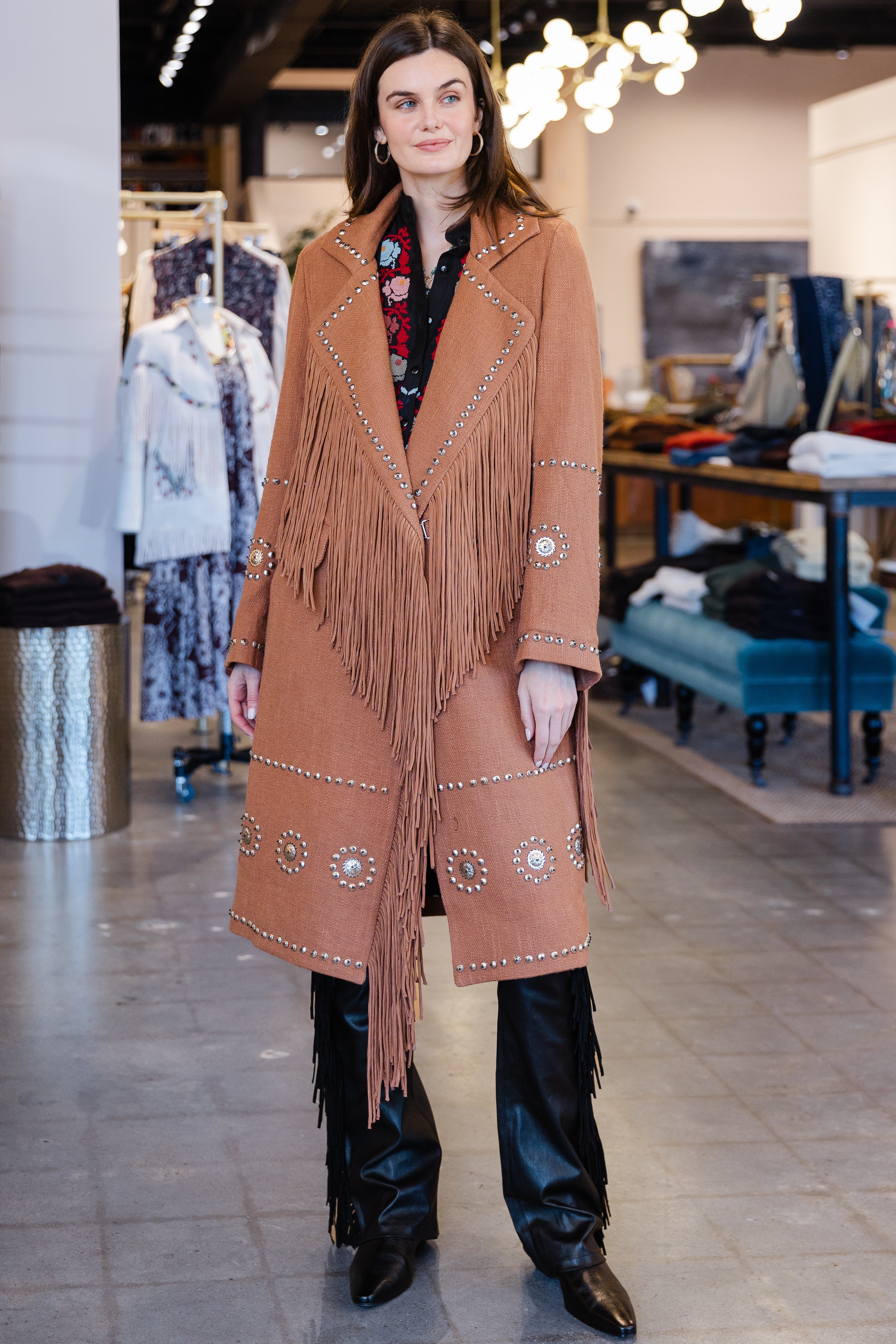 Petunia Fawn Stud Coat - Medium Brown
