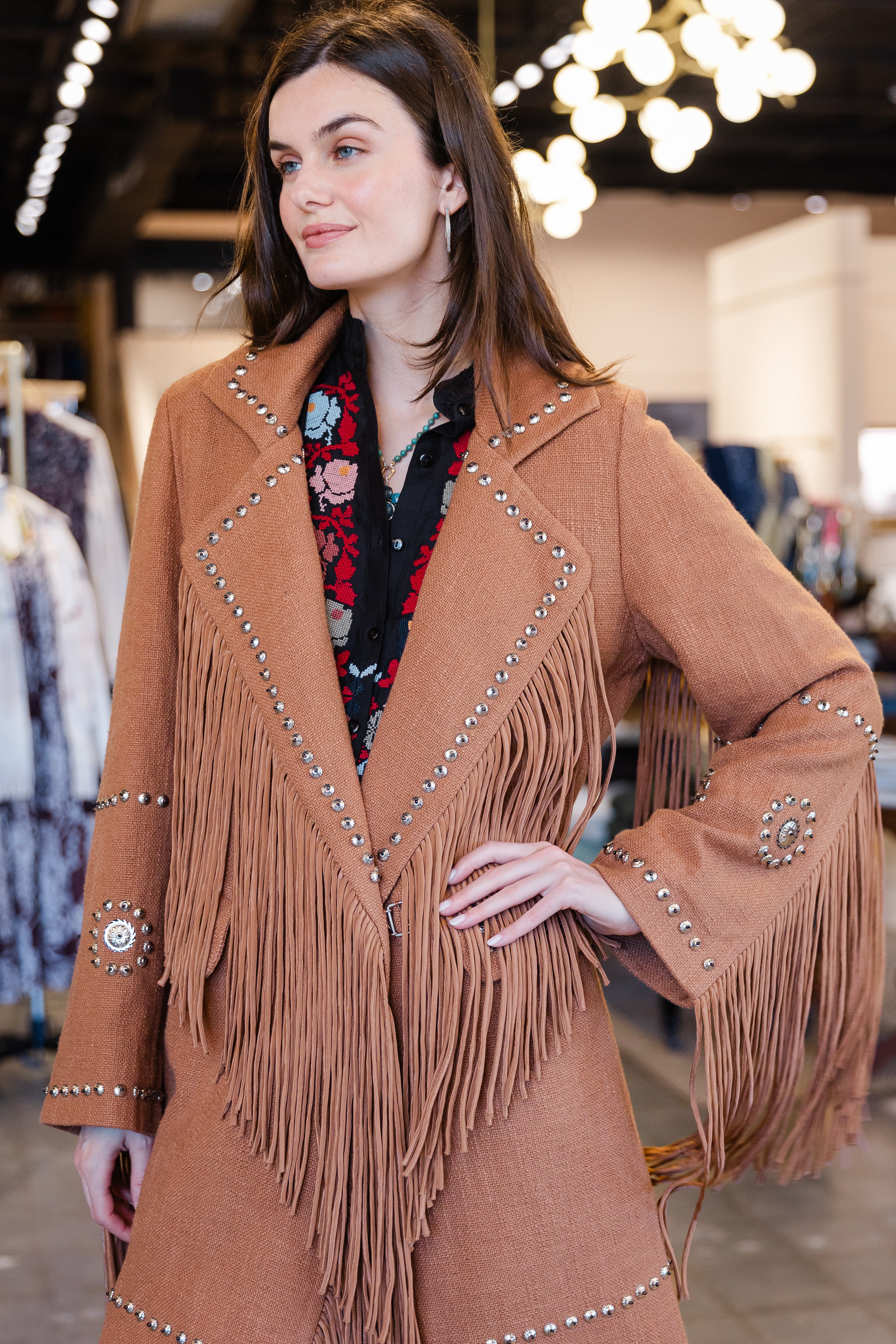 Petunia Fawn Stud Coat - Medium Brown