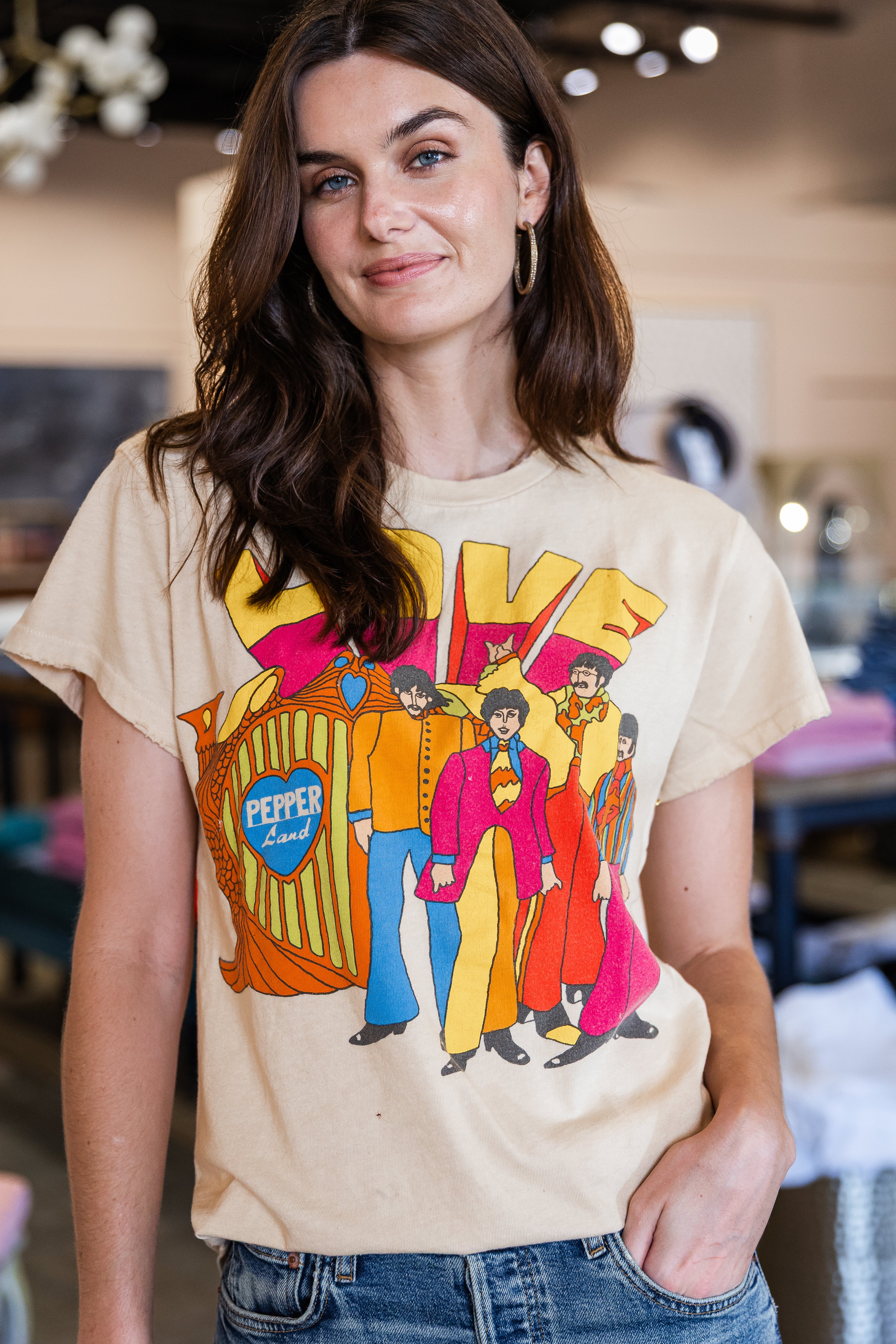 The Beatles LOVE Crew Tee - Tea Stained