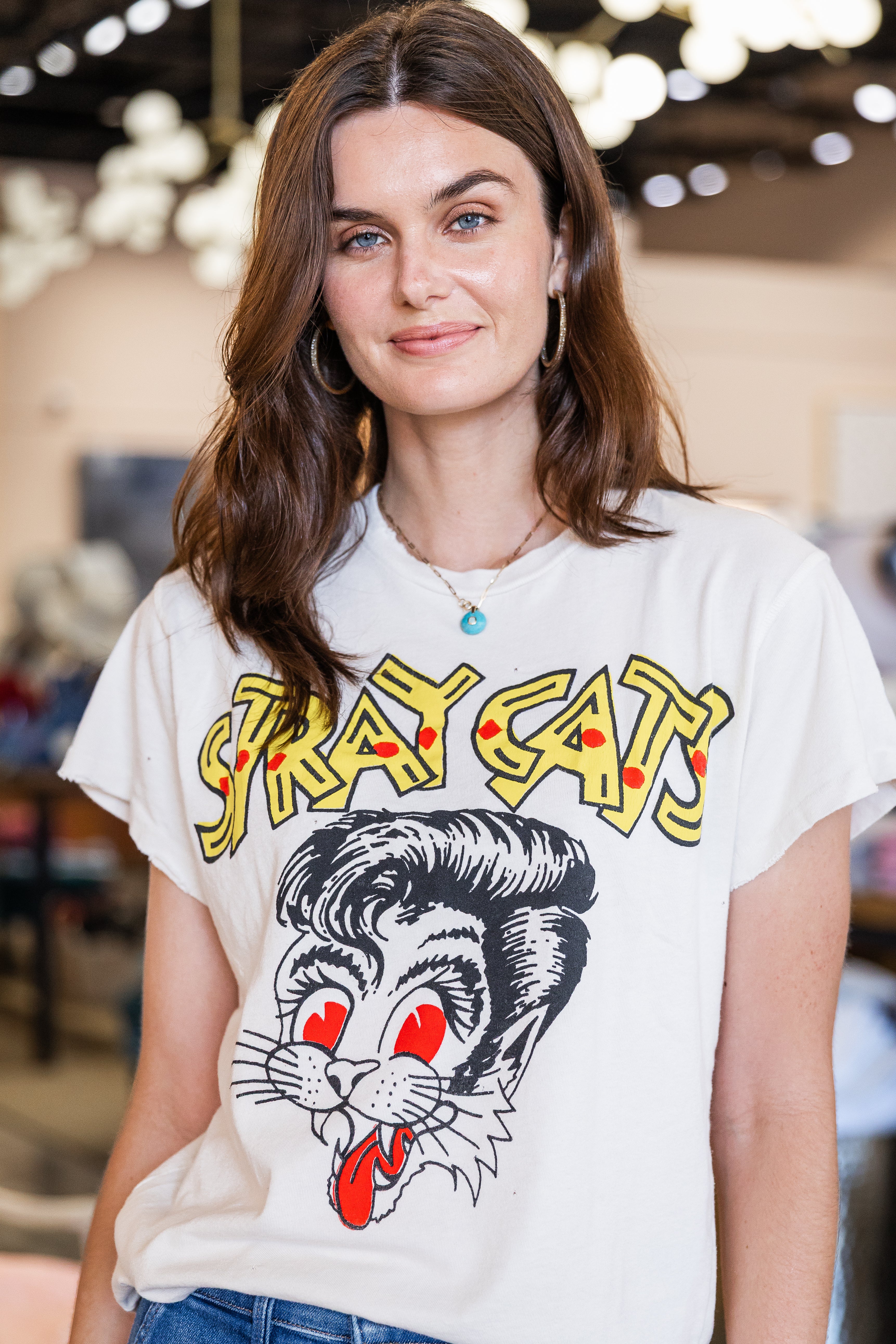 Stray Cats Crew Tee - Vintage White