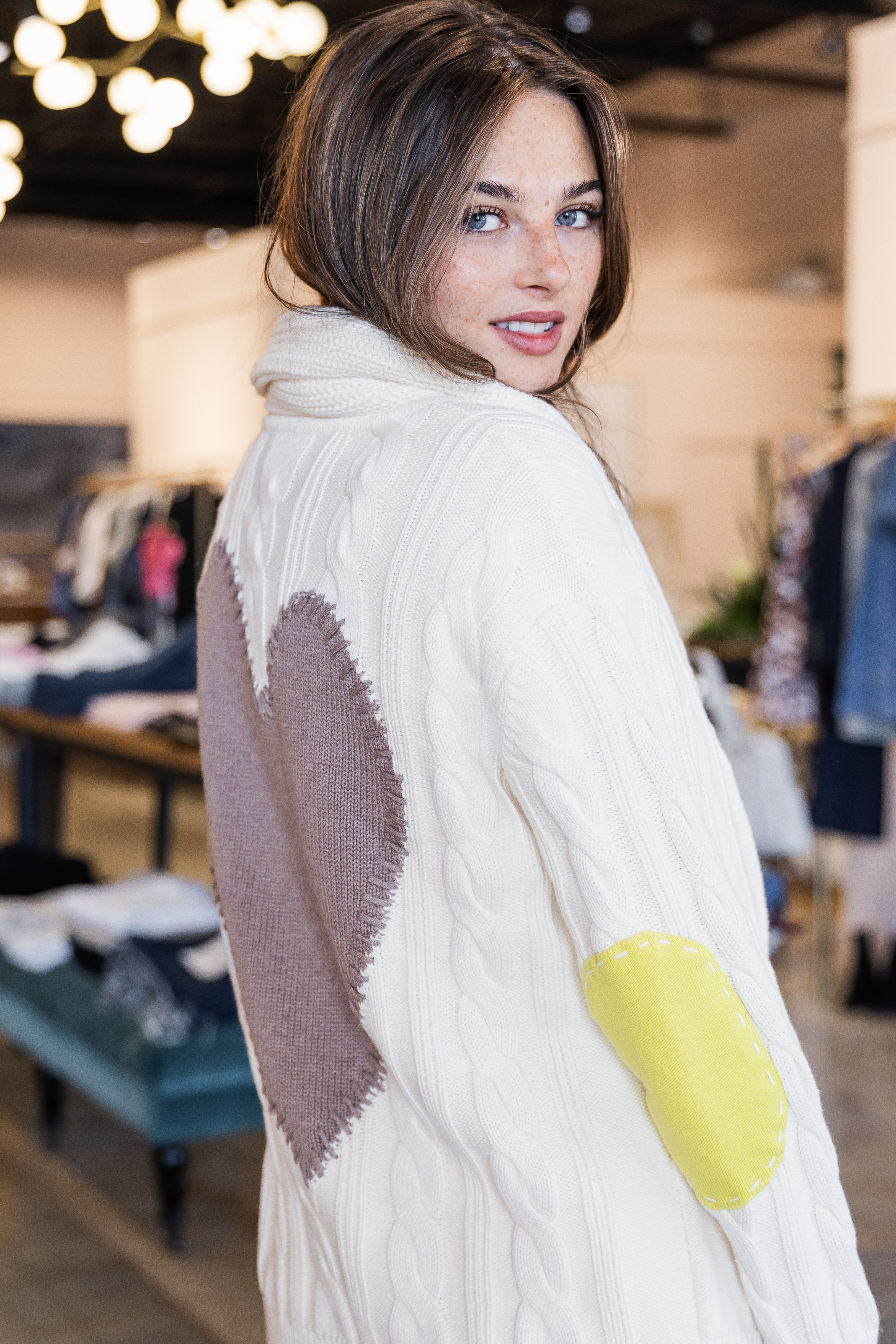 Shawl Collar Helen Imperfect Cardigan - Natural