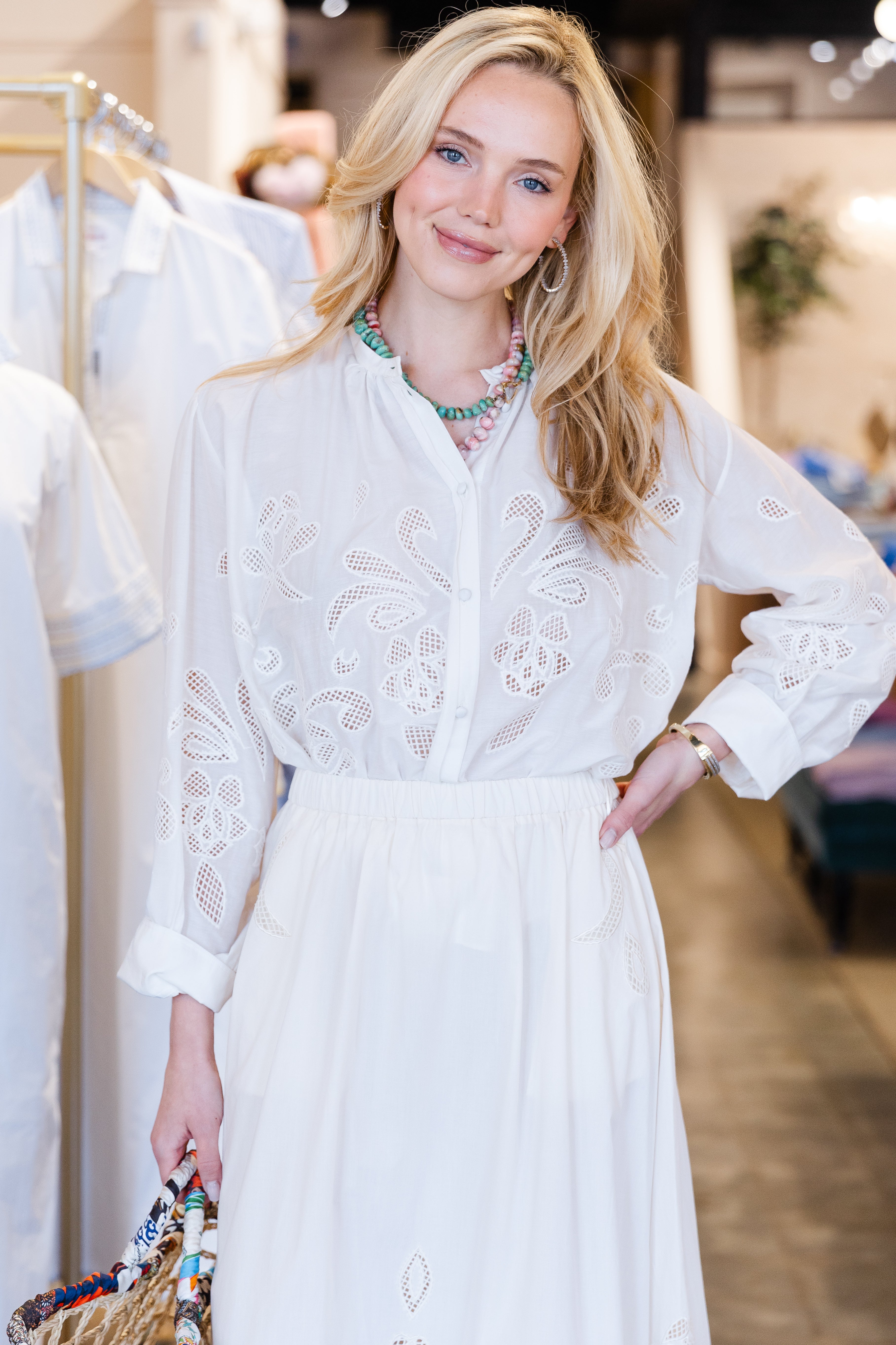 "Lunamaris" Embroidery Bohemian Shirt - Avorio