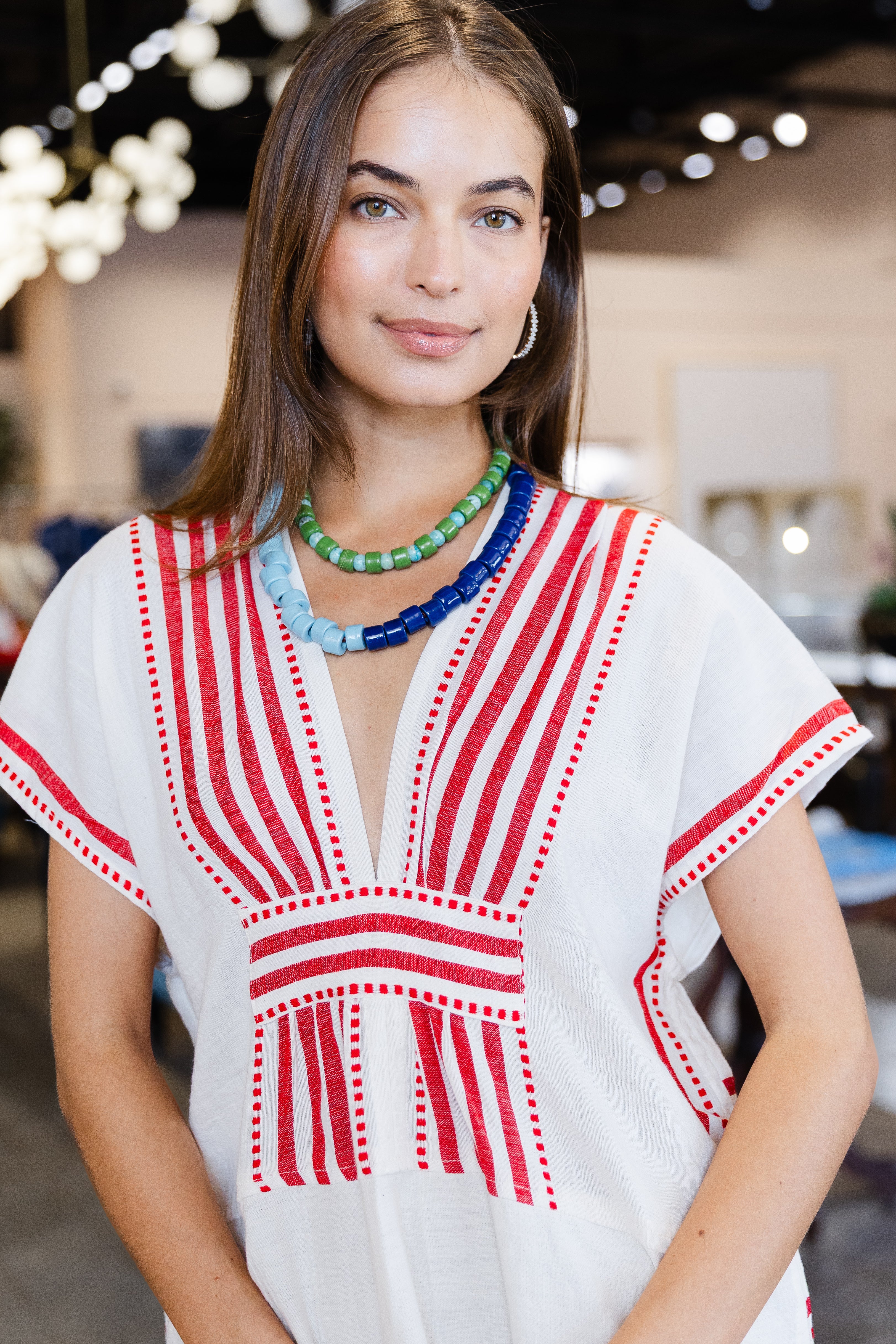 Gasira V-Neck Caftan - Eshe Red