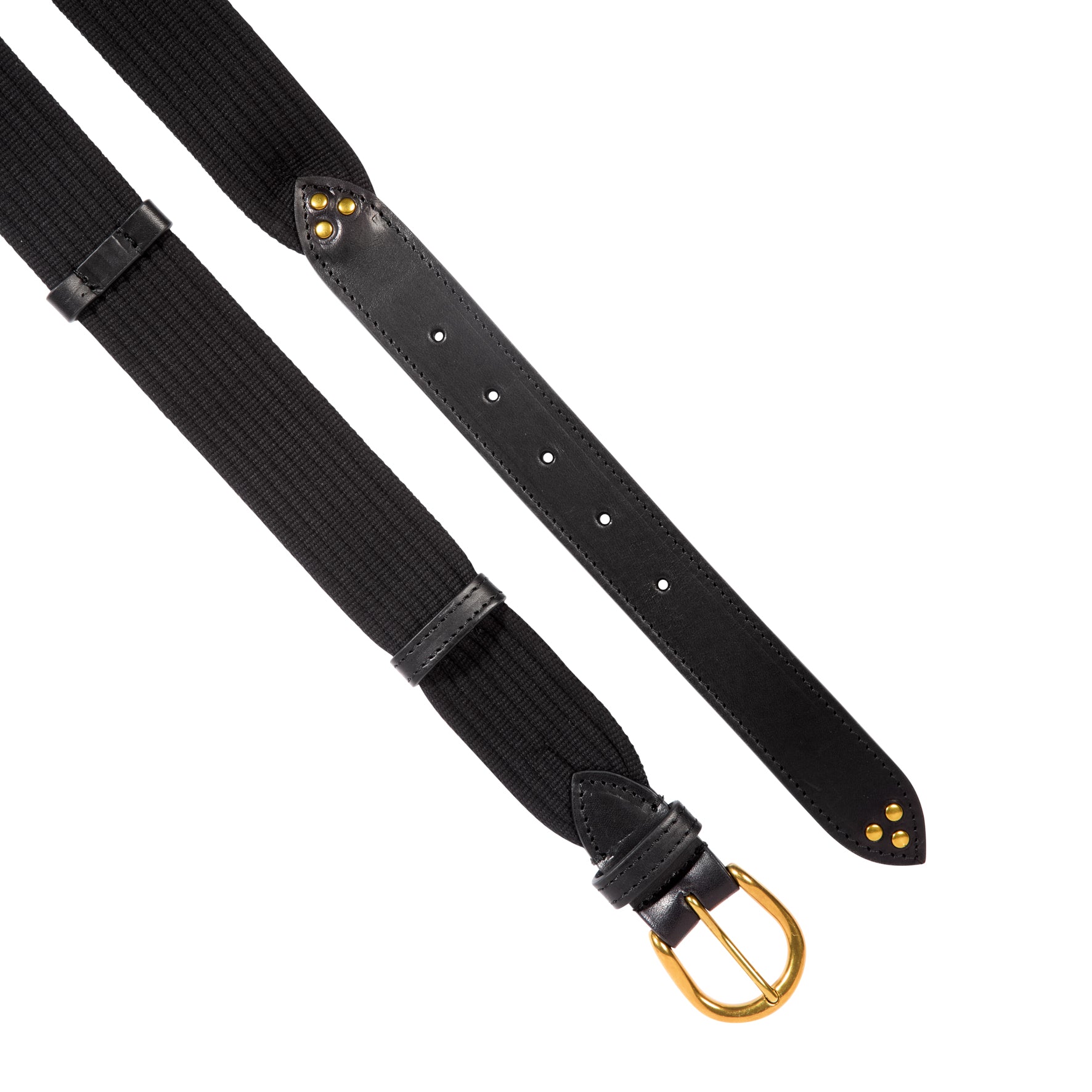 Ceinture Sangle Large - Cowskin Noir/Noir Brass