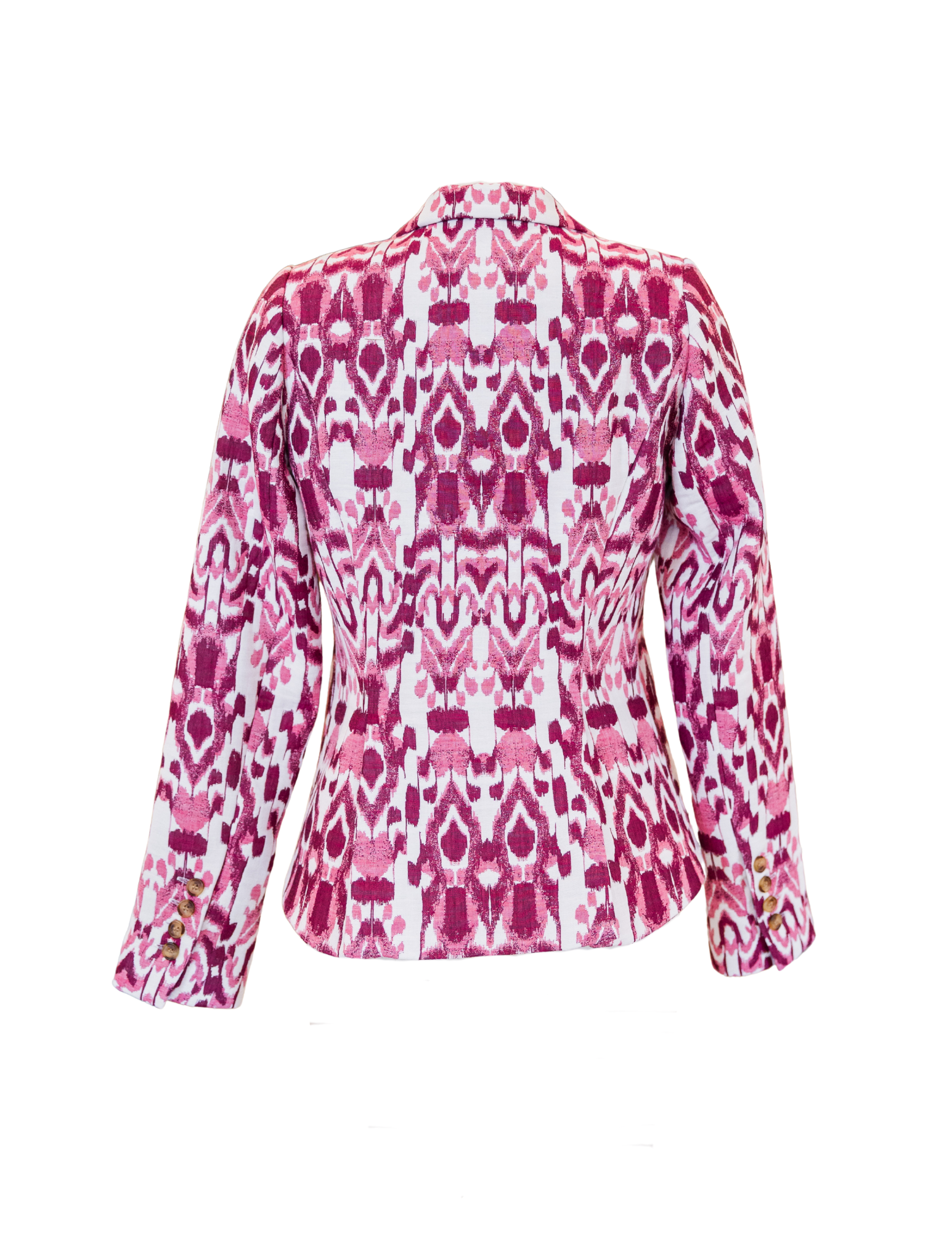 One Button Blazer - Raspberry Jacquard