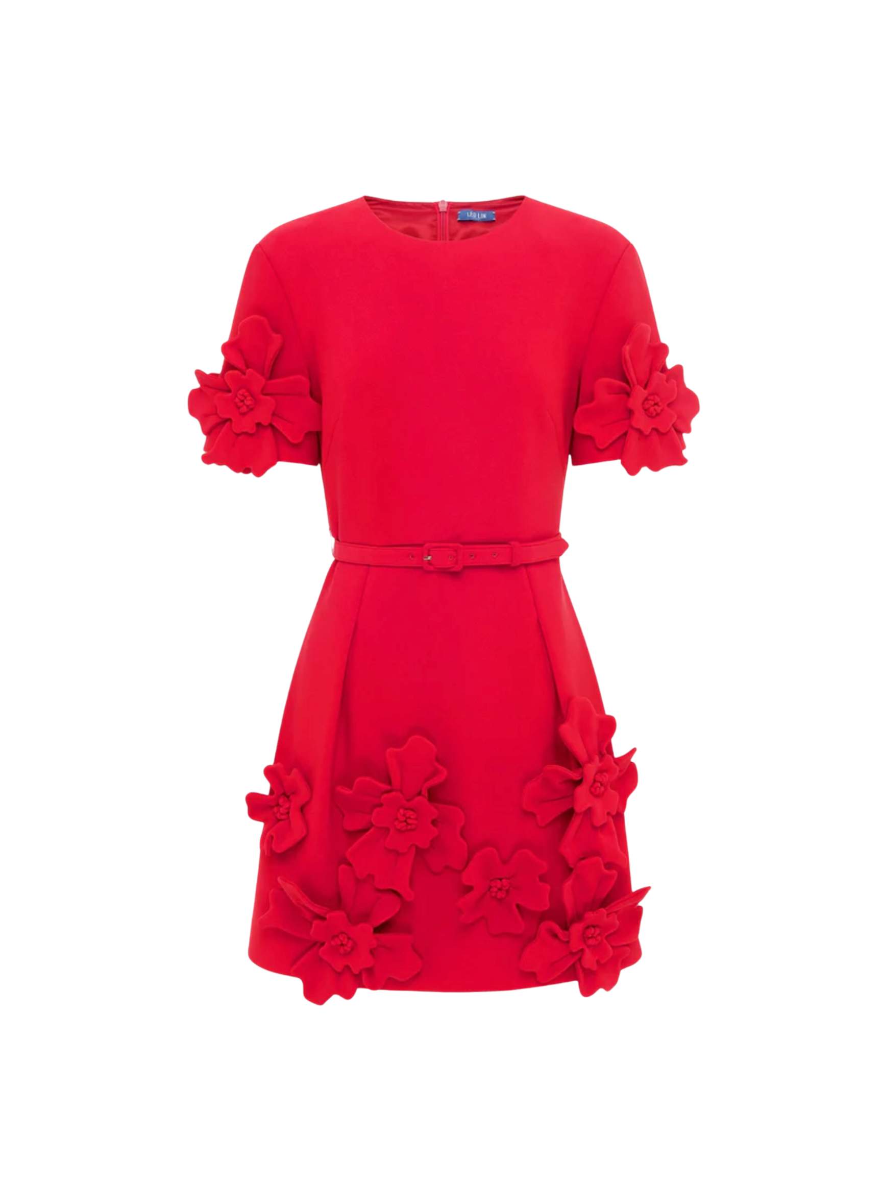 Aurelie Floral Applique Mini Dress - Rosa