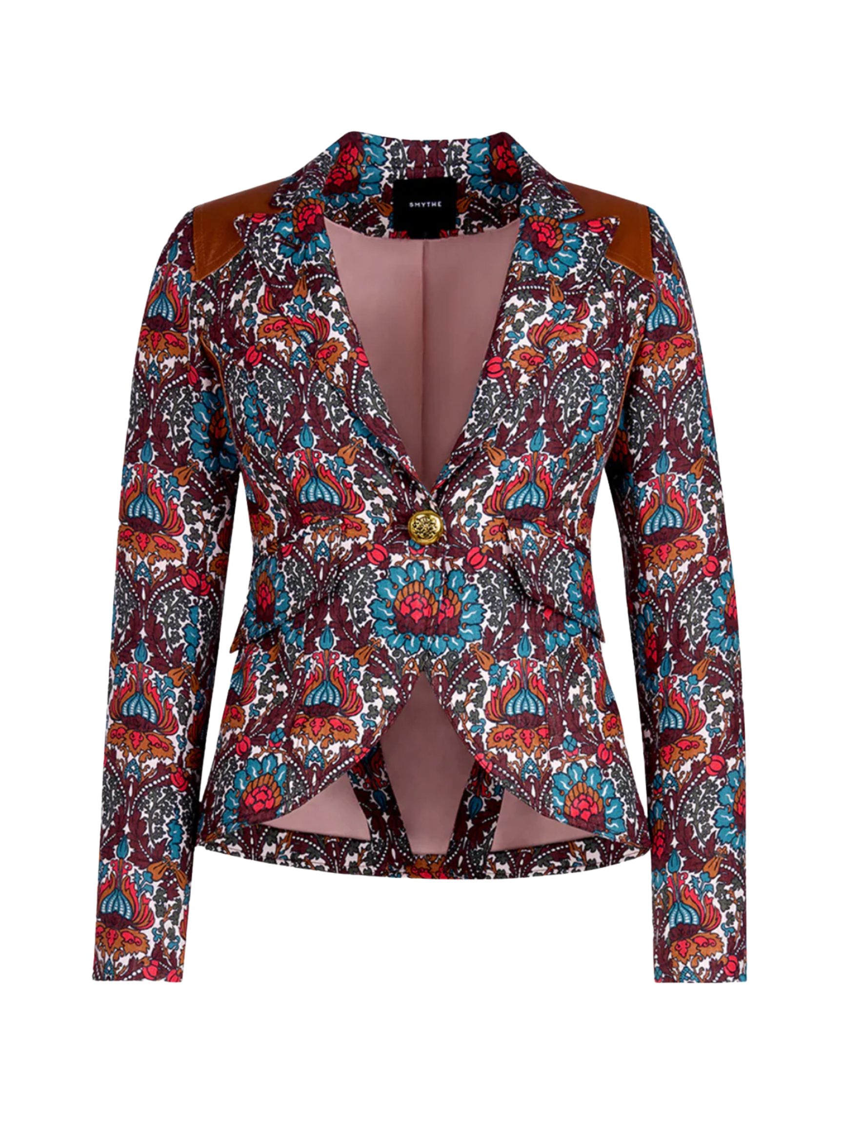 Rifle-Patch One Button Blazer - Burgundy Multi