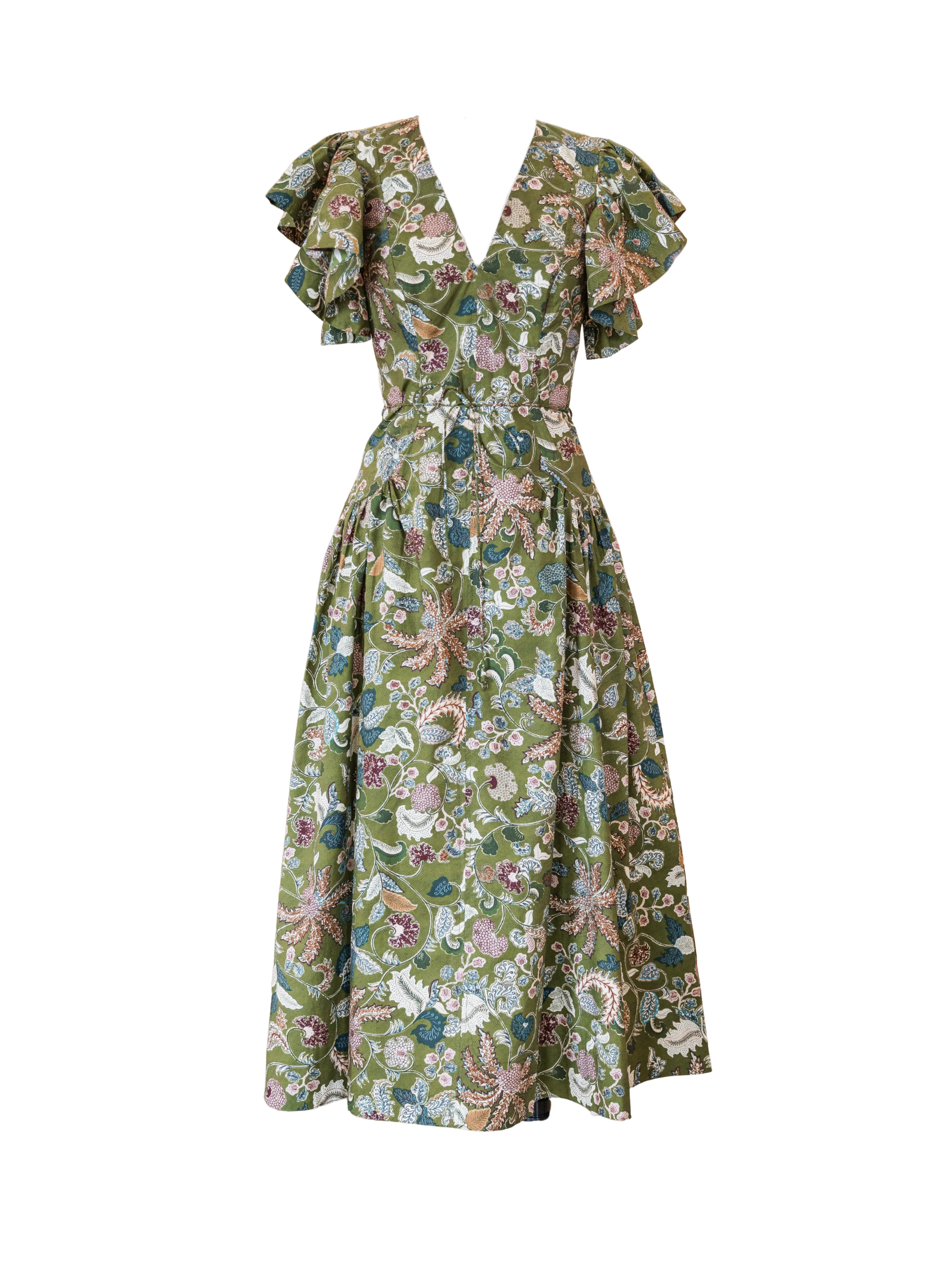 Darya Drop Waist Midi Dress - Lichen