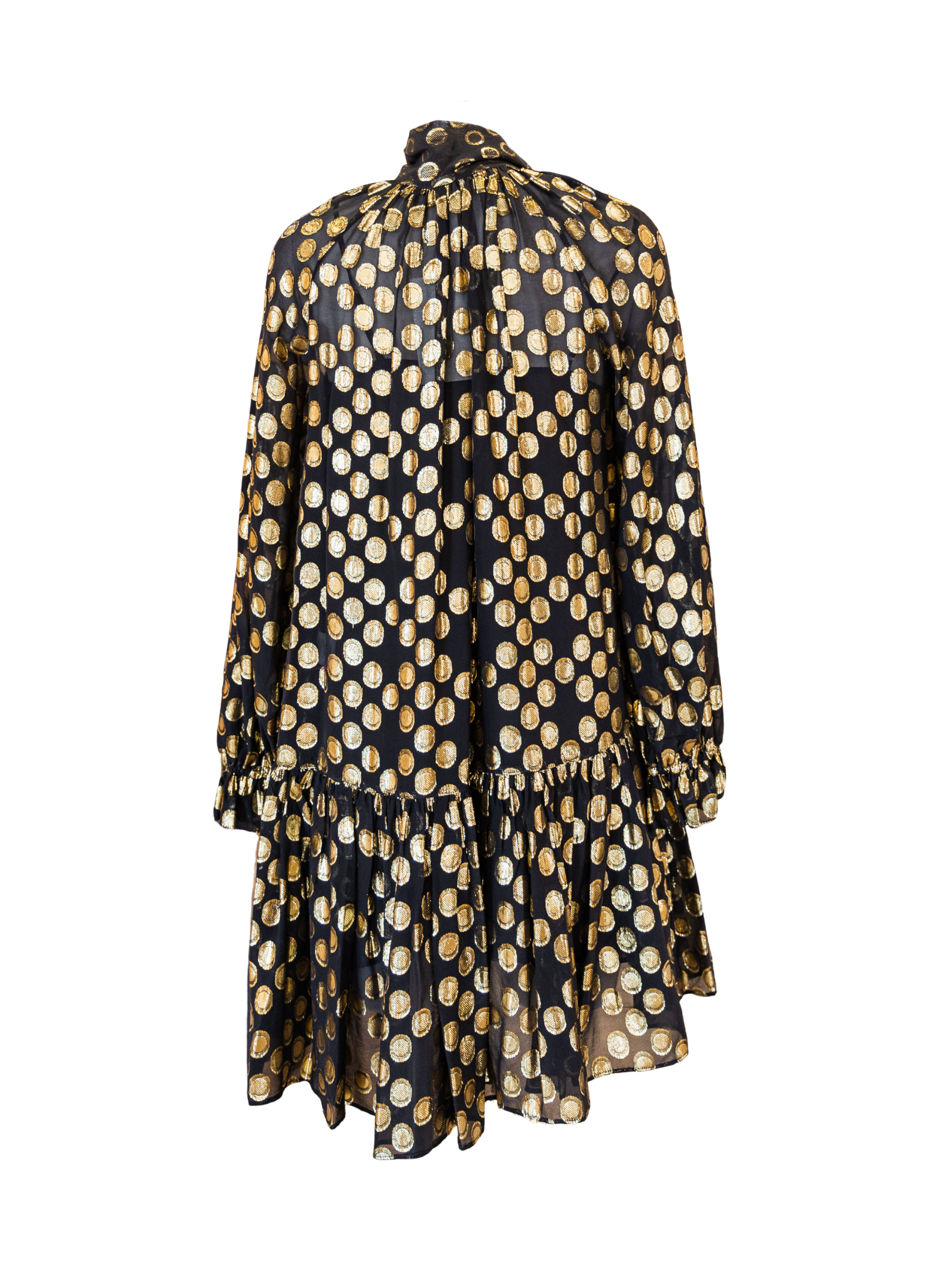 Loretta Silk Long Sleeve Mini Dress - Obsidian